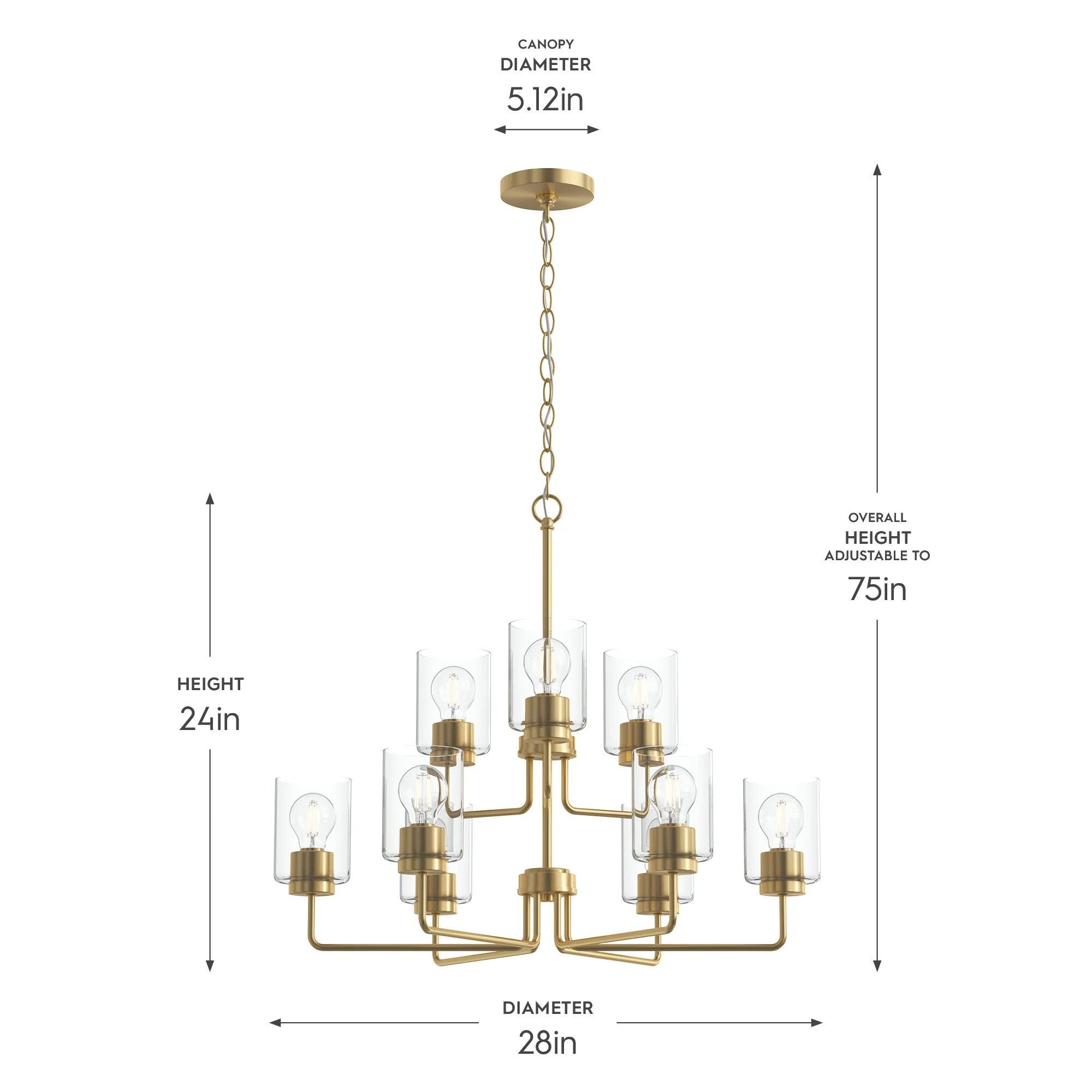 Merry 9-Light Chandelier with Clear Glass Shades - Image 8