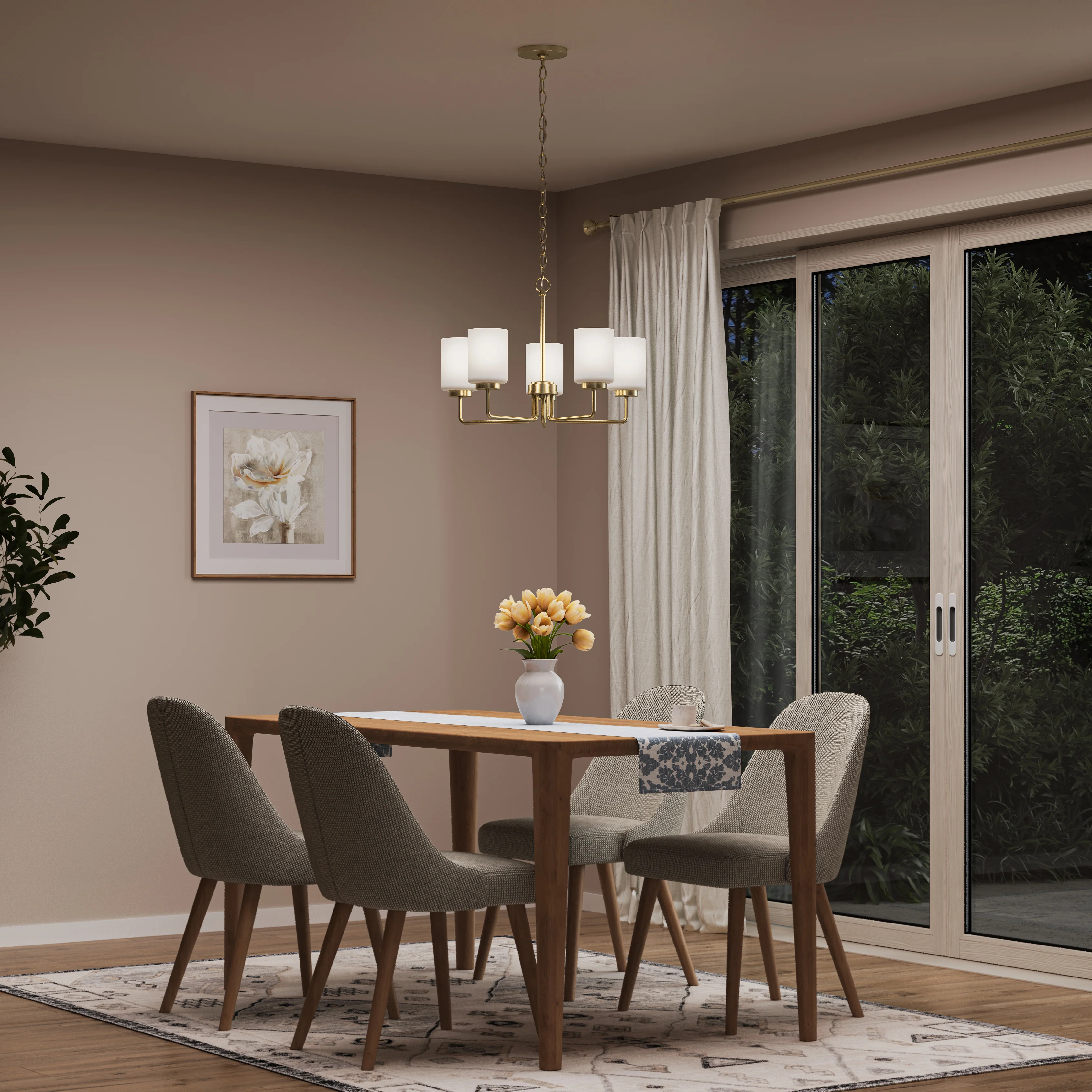 Merry Collection Five-Light Etched Glass Chandelier Light - Image 8