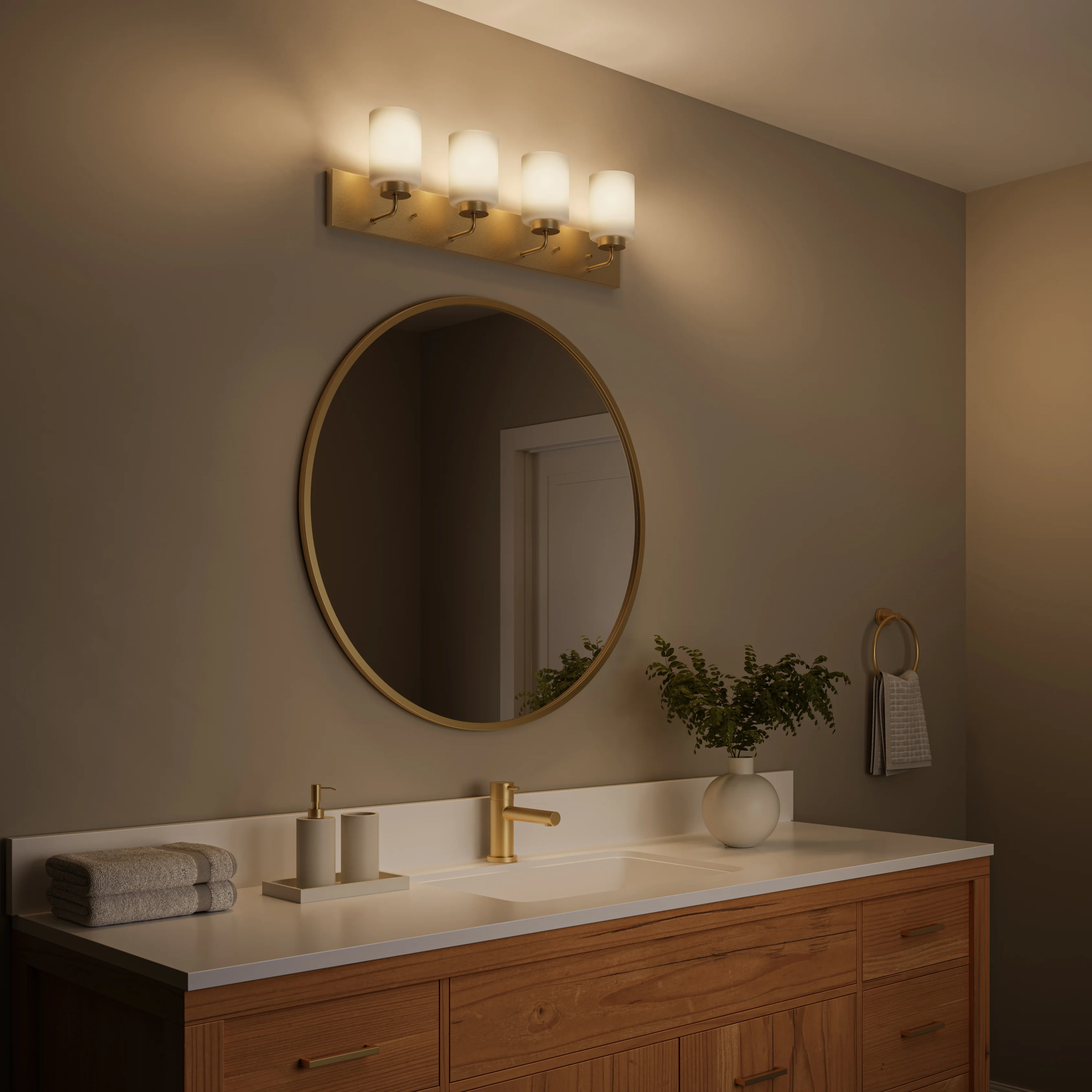 Merry Collection Four-Light Etched Glass Transitional Style Bath Vanity Wall Light - Image 10