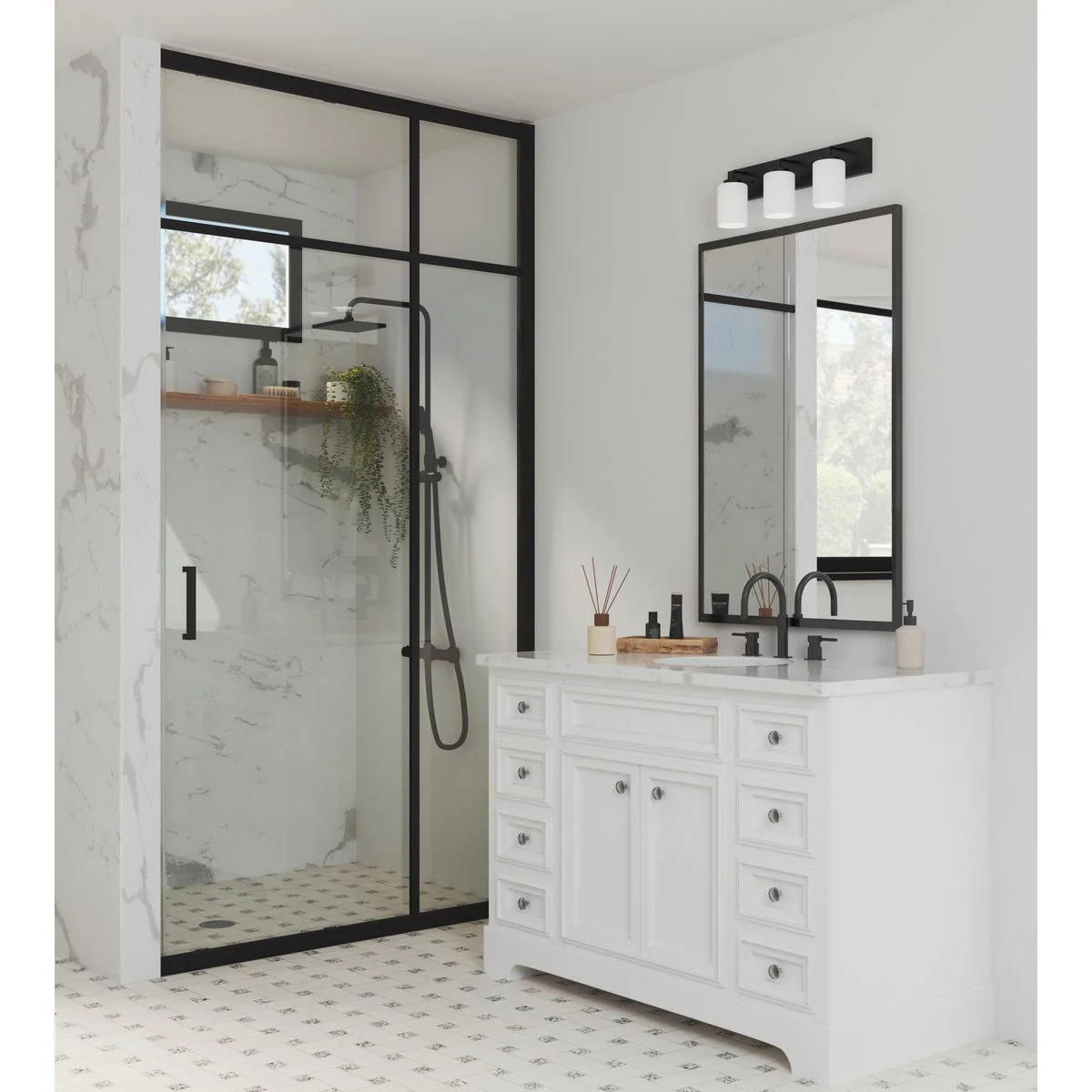 Merry Collection Three-Light Etched Glass Transitional Style Bath Vanity Wall Light - Image 4