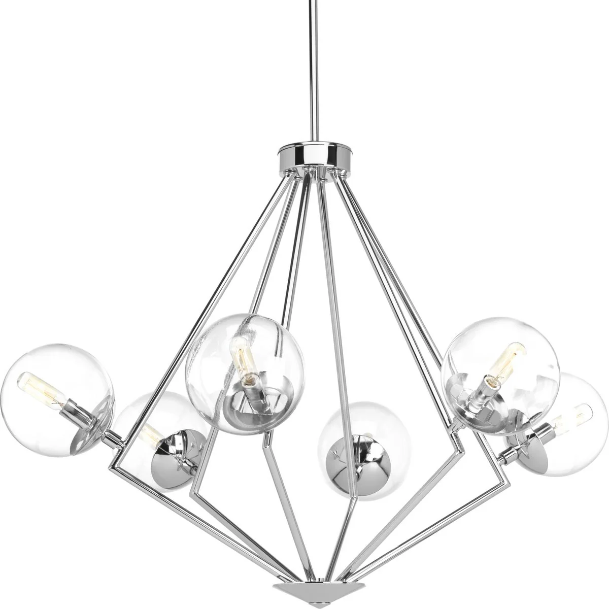 Mod Collection Six-Light Clear Glass Chandelier Light