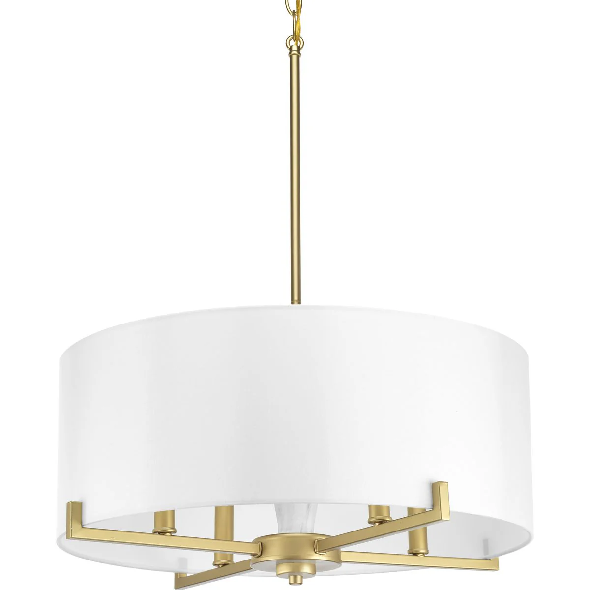 Palacio Collection Four-Light Vintage Gold White Silk Shade Pendant Light