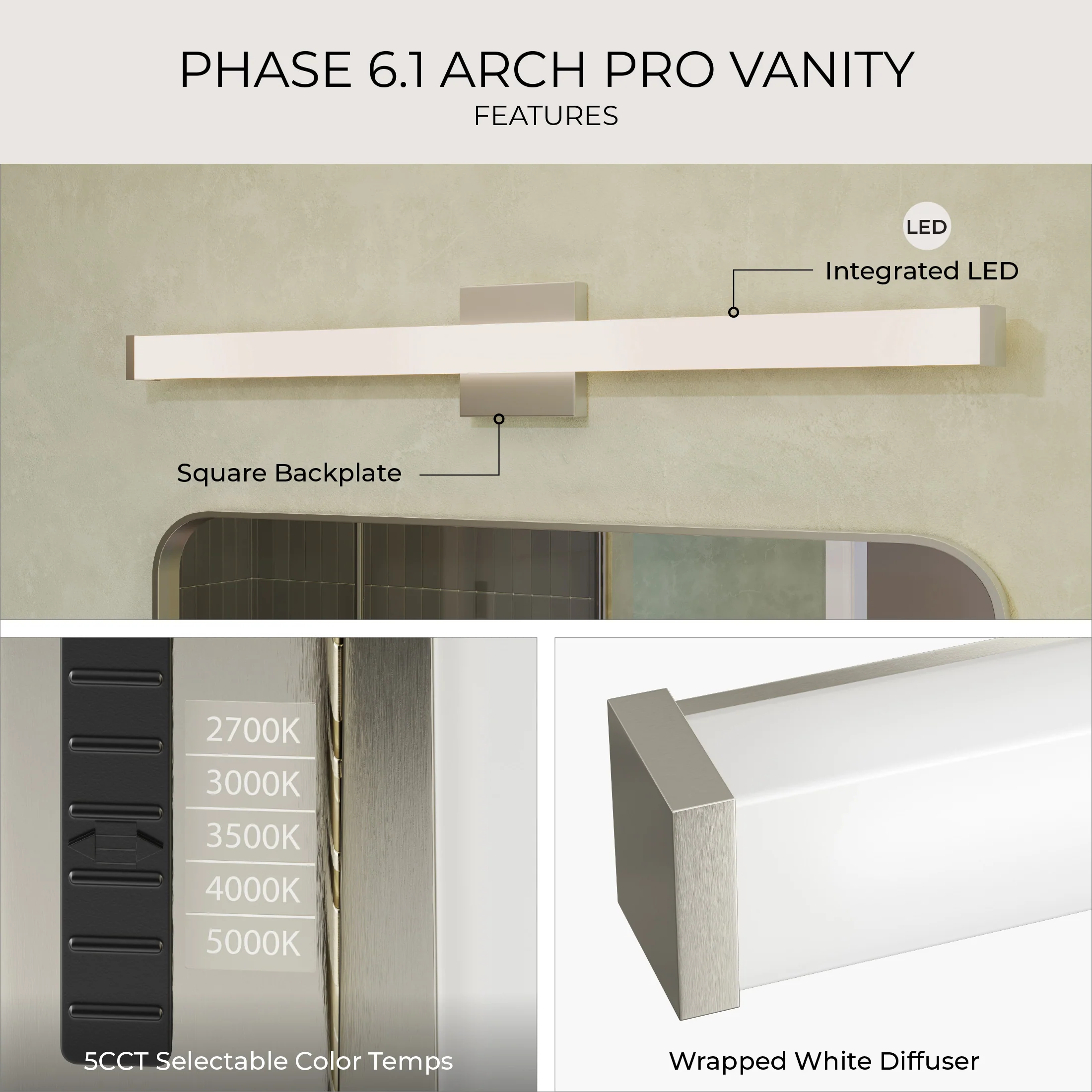 Phase 6.1 Collection 24 in. 5CCT Integrated LED Linear Vanity Light - Image 26