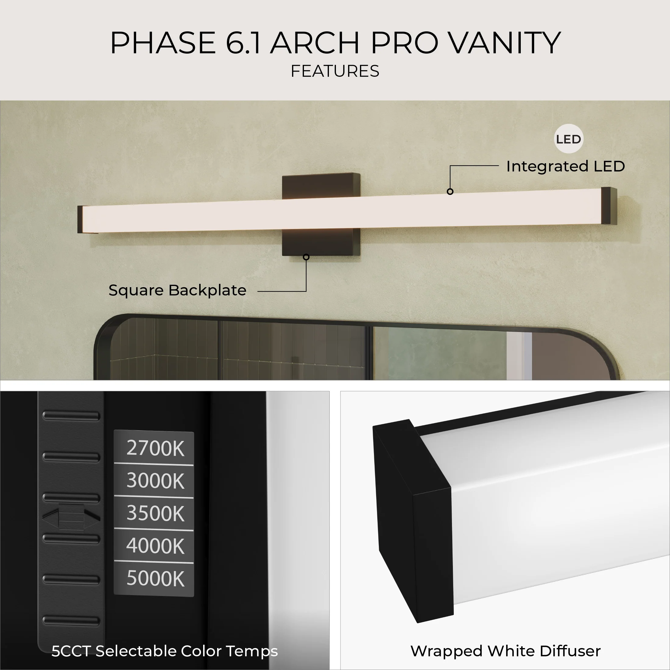 Phase 6.1 Collection 24 in. 5CCT Integrated LED Linear Vanity Light - Image 39