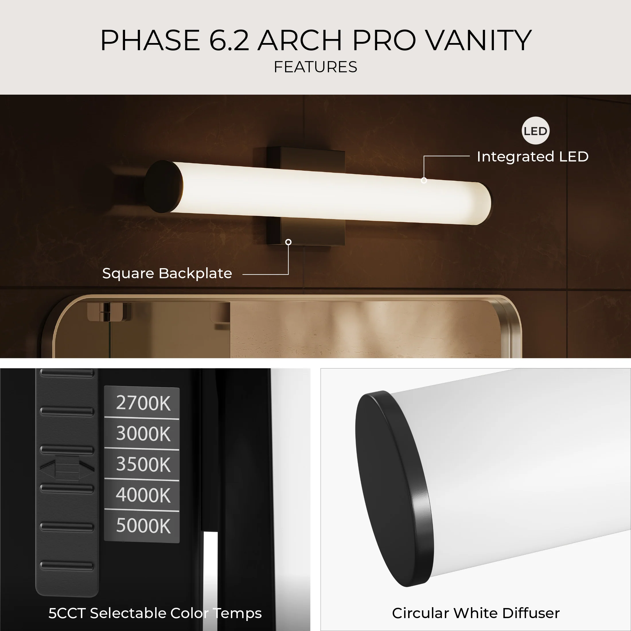 Phase 6.2 Collection 36 in. 5CCT Integrated LED Linear Vanity Light - Image 32