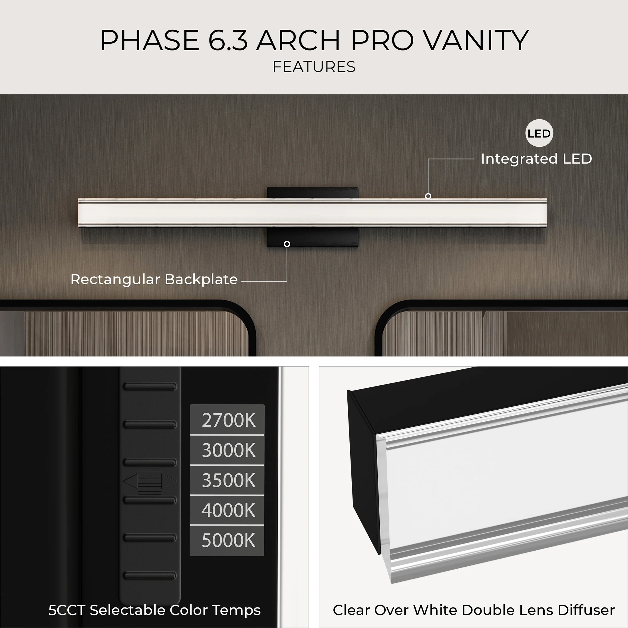 Phase 6.3 Collection 24 in. 5CCT Integrated LED Linear Vanity Light - Image 17