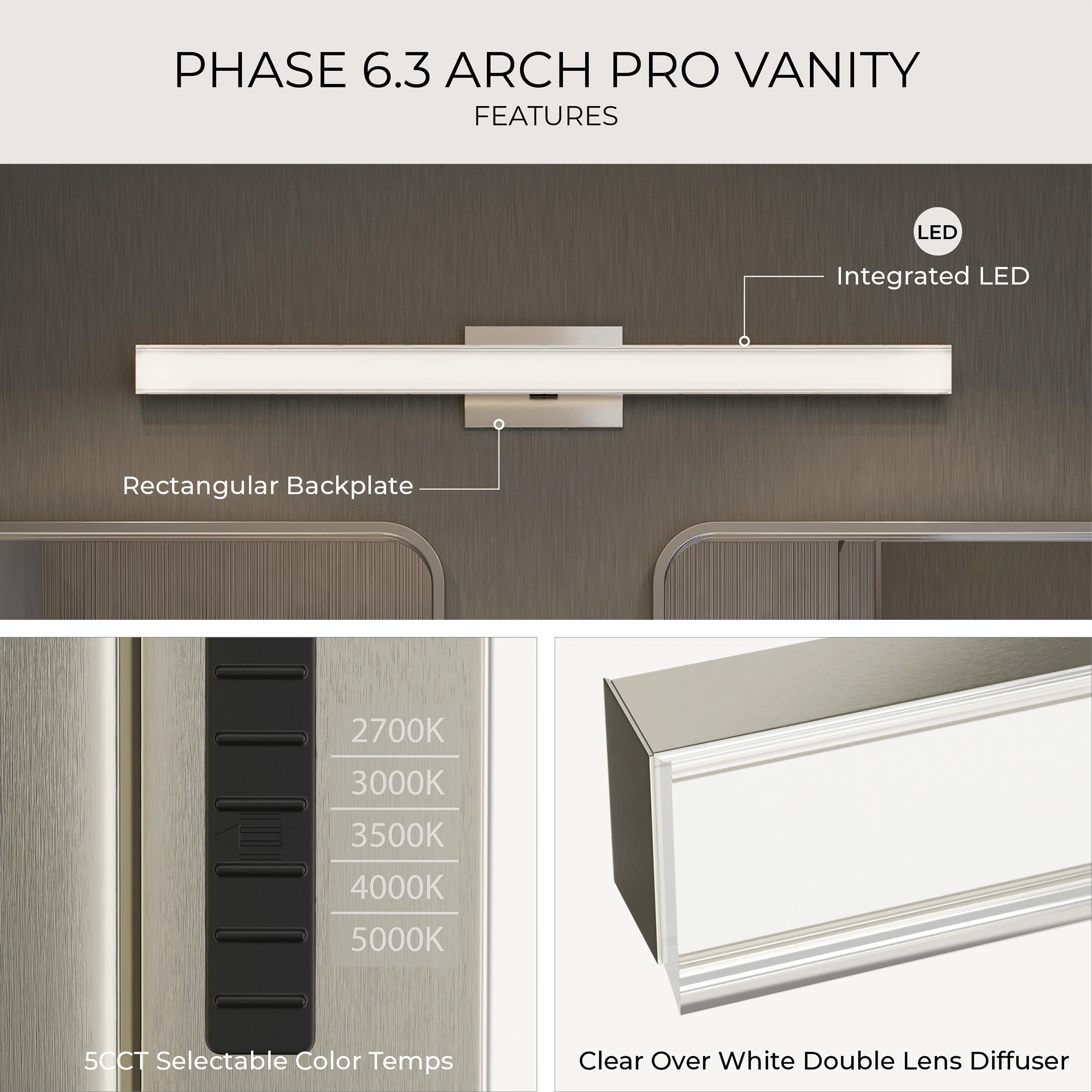 Phase 6.3 Collection 24 in. 5CCT Integrated LED Linear Vanity Light - Image 5