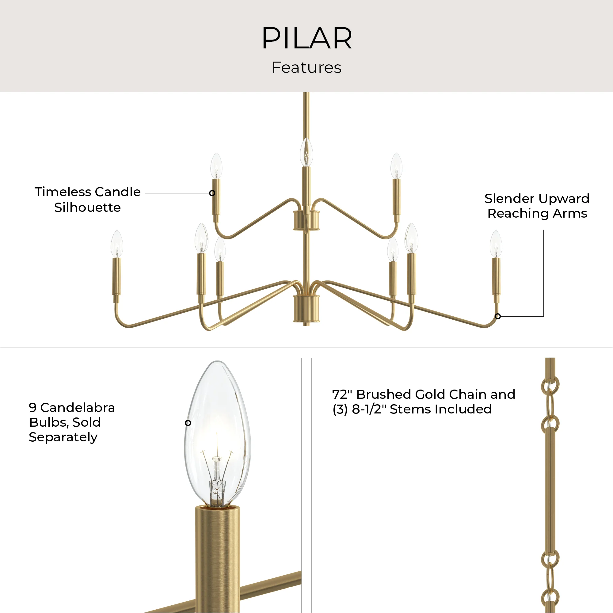 Pilar Two-Tier Nine-Light  Chandelier - Image 15