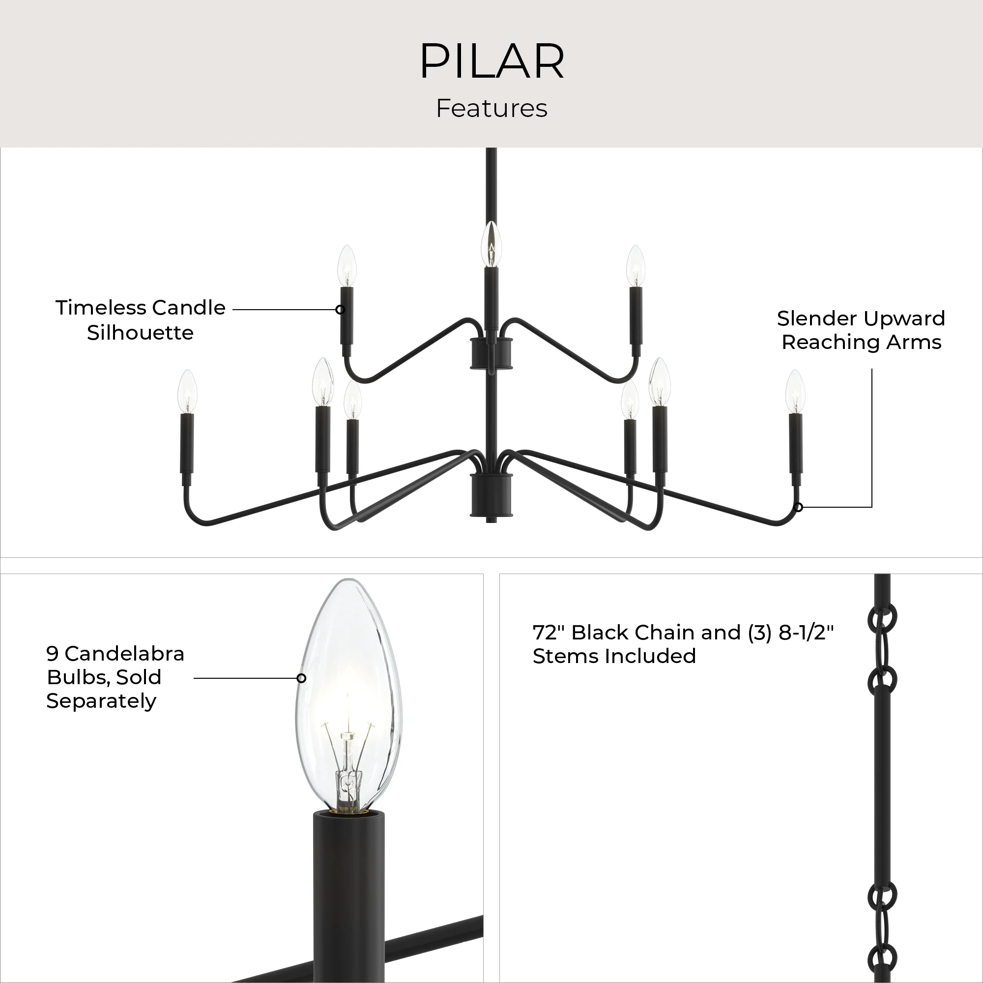 Pilar Two-Tier Nine-Light  Chandelier - Image 25