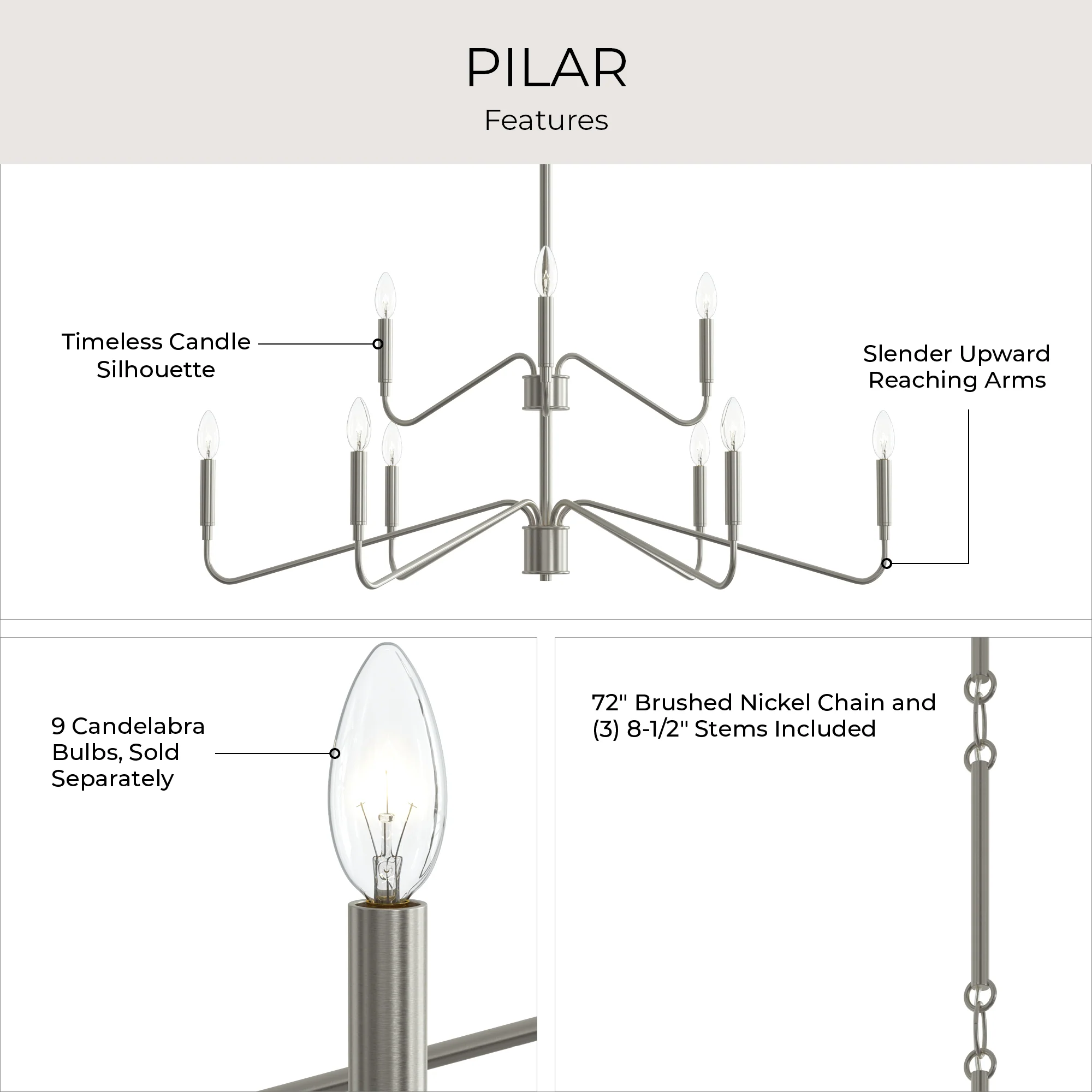 Pilar Two-Tier Nine-Light  Chandelier - Image 5