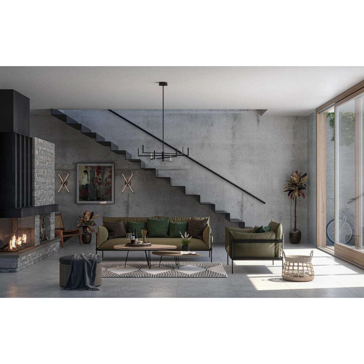 Pivot LED Four-Light Semi-Flush or Wall Mount Fixture - Image 6