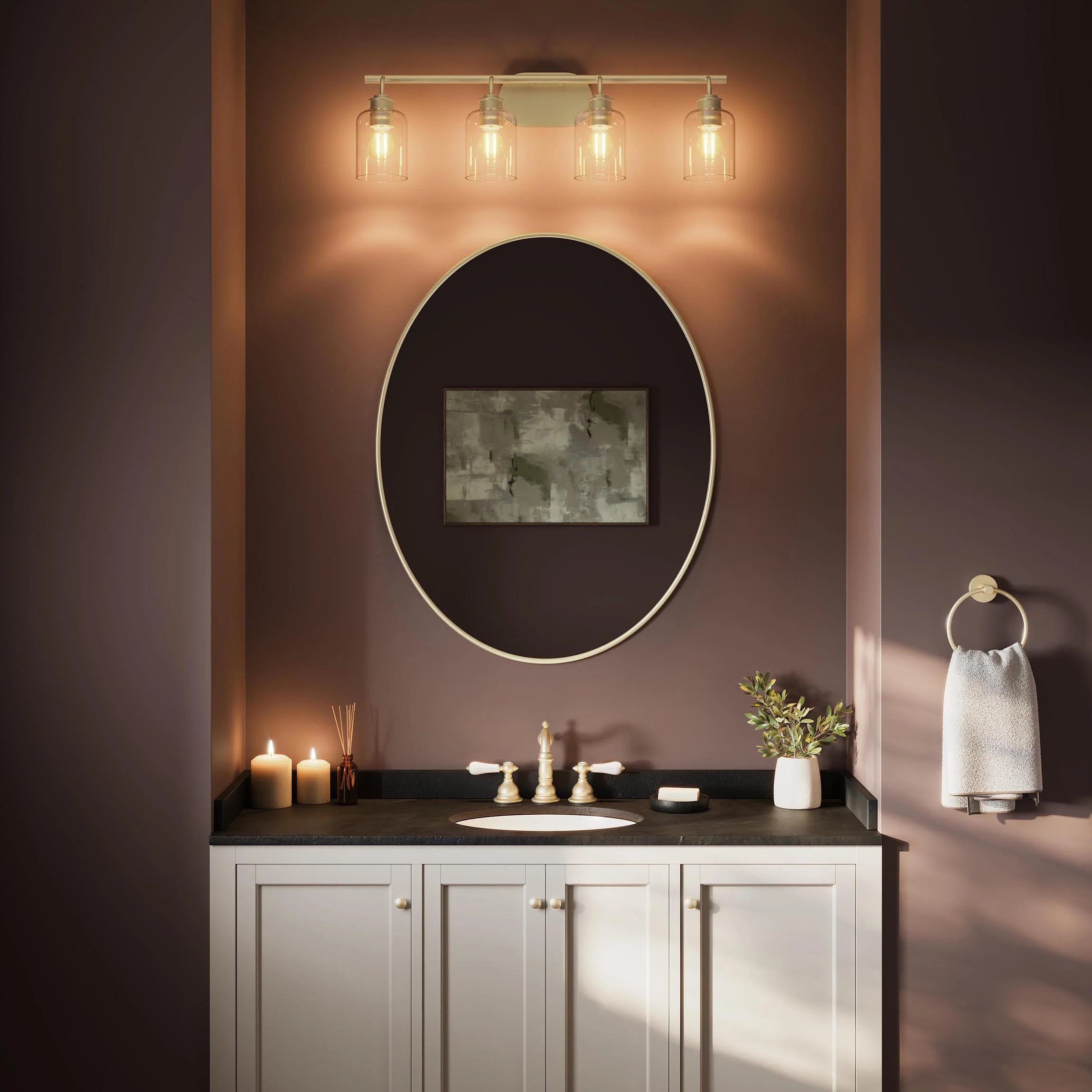 Reines Four-Light Bath Vanity with Clear Glass Shades - Image 13