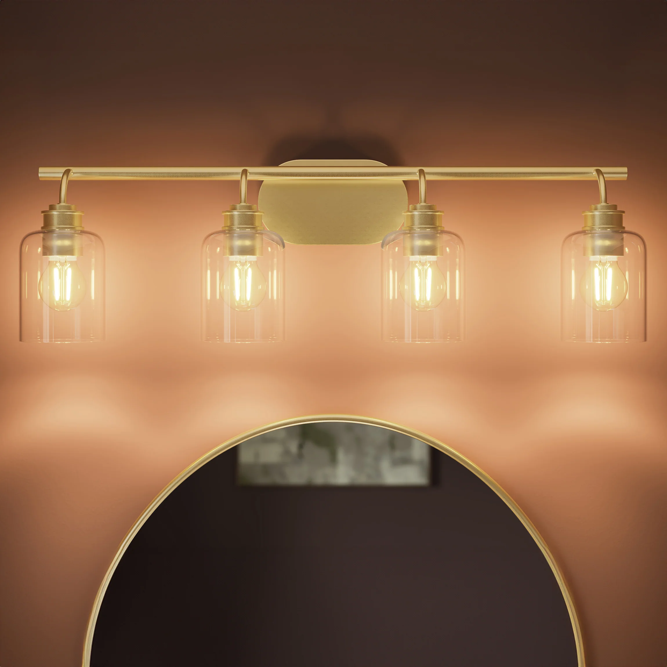 Reines Four-Light Bath Vanity with Clear Glass Shades - Image 14