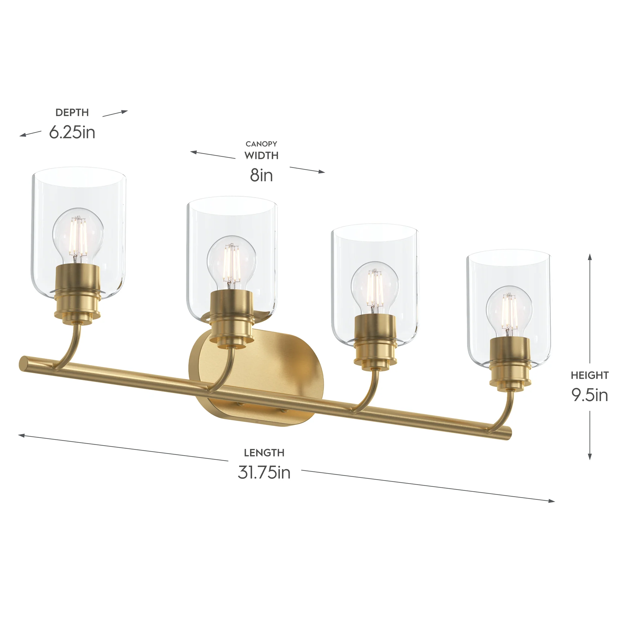 Reines Four-Light Bath Vanity with Clear Glass Shades - Image 15