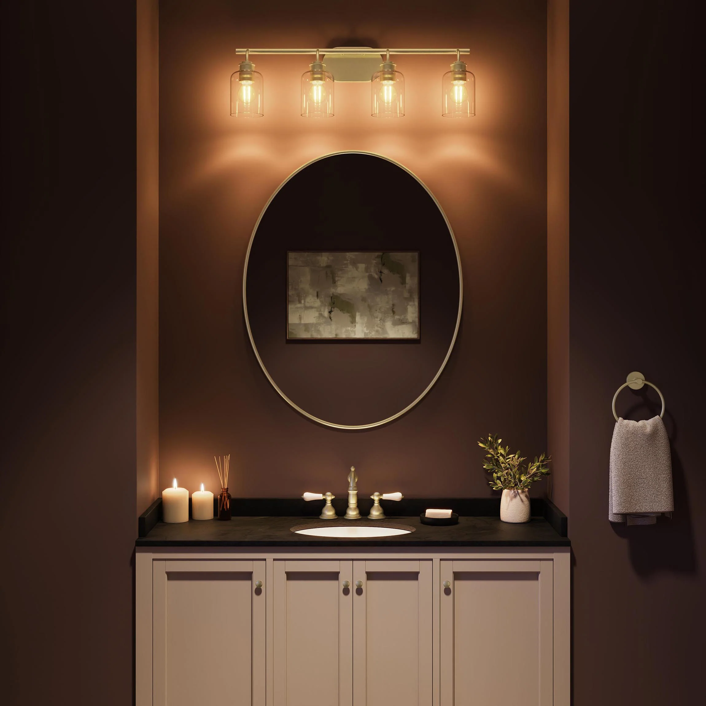 Reines Four-Light Bath Vanity with Clear Glass Shades - Image 16
