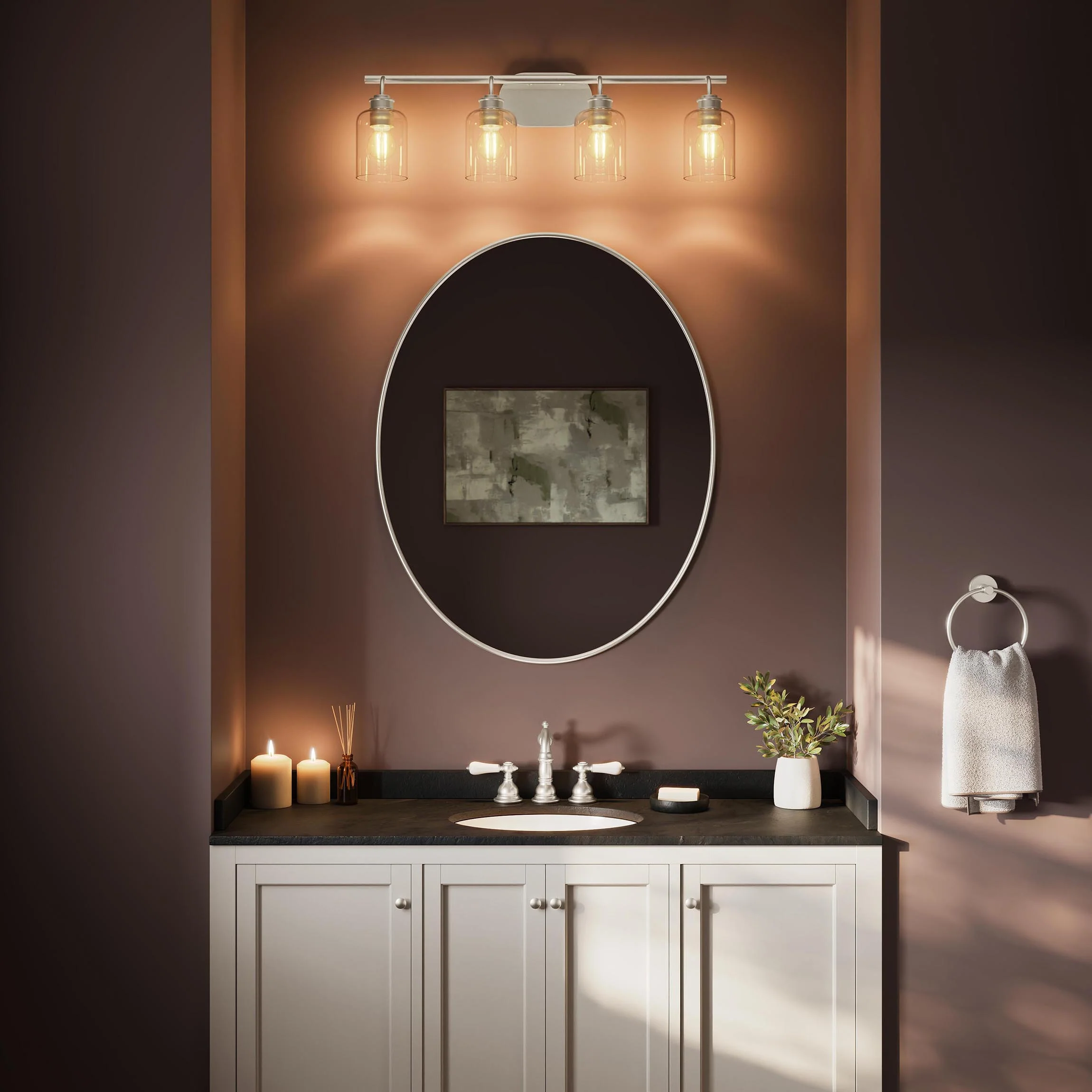 Reines Four-Light Bath Vanity with Clear Glass Shades - Image 24