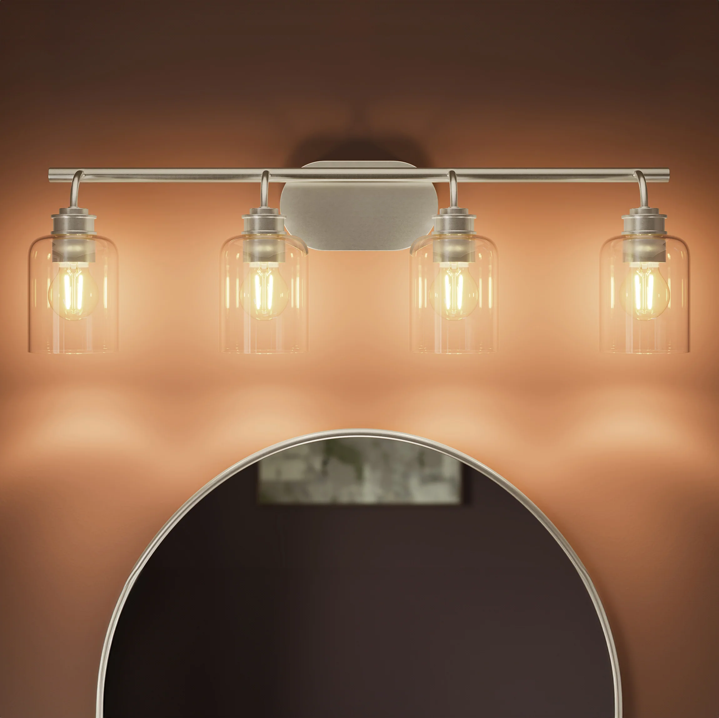 Reines Four-Light Bath Vanity with Clear Glass Shades - Image 25