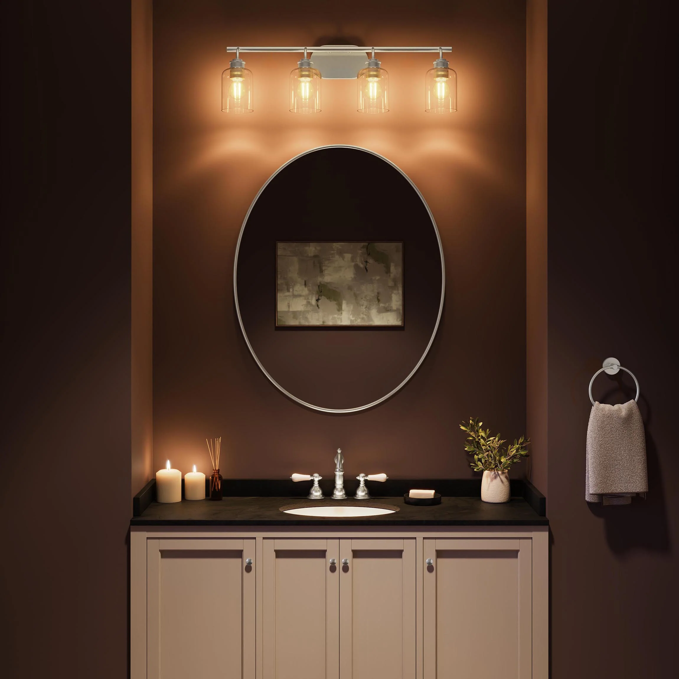 Reines Four-Light Bath Vanity with Clear Glass Shades - Image 27