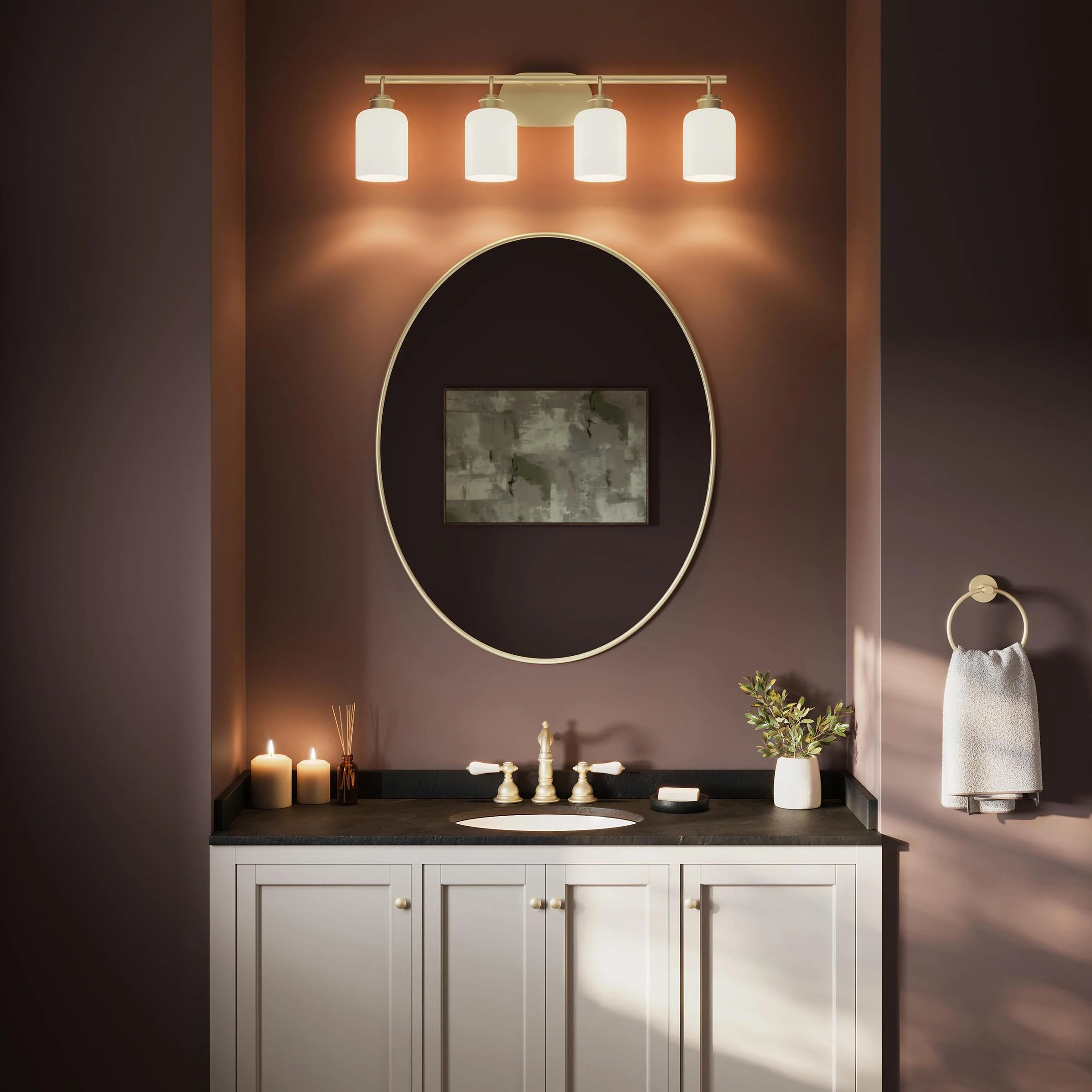Reines Four-Light Bath Vanity with Opal Glass Shades - Image 13
