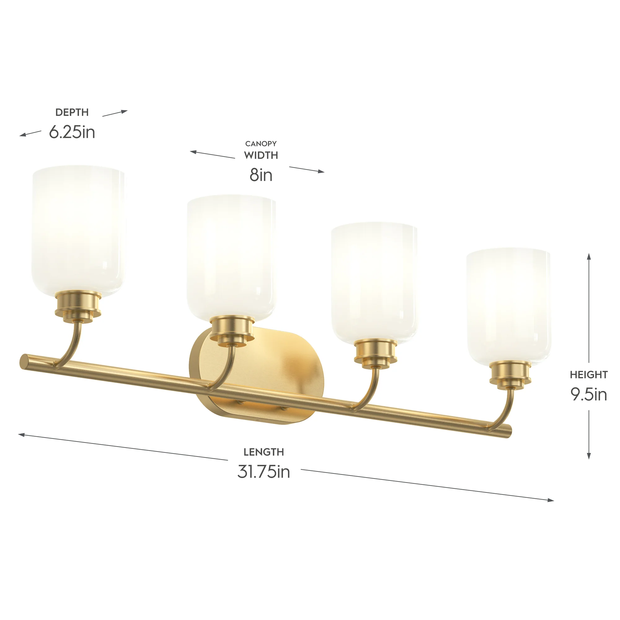 Reines Four-Light Bath Vanity with Opal Glass Shades - Image 15