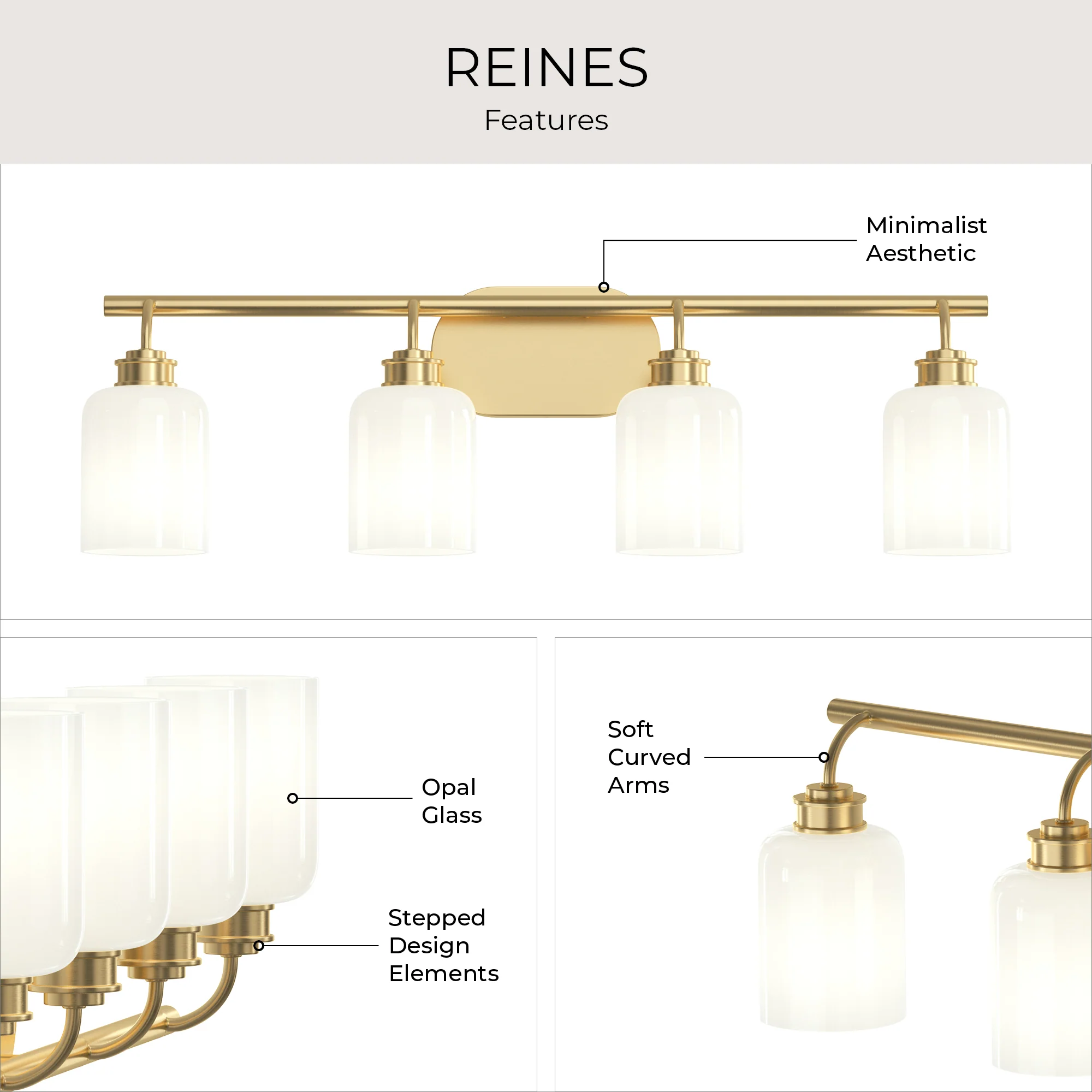 Reines Four-Light Bath Vanity with Opal Glass Shades - Image 18