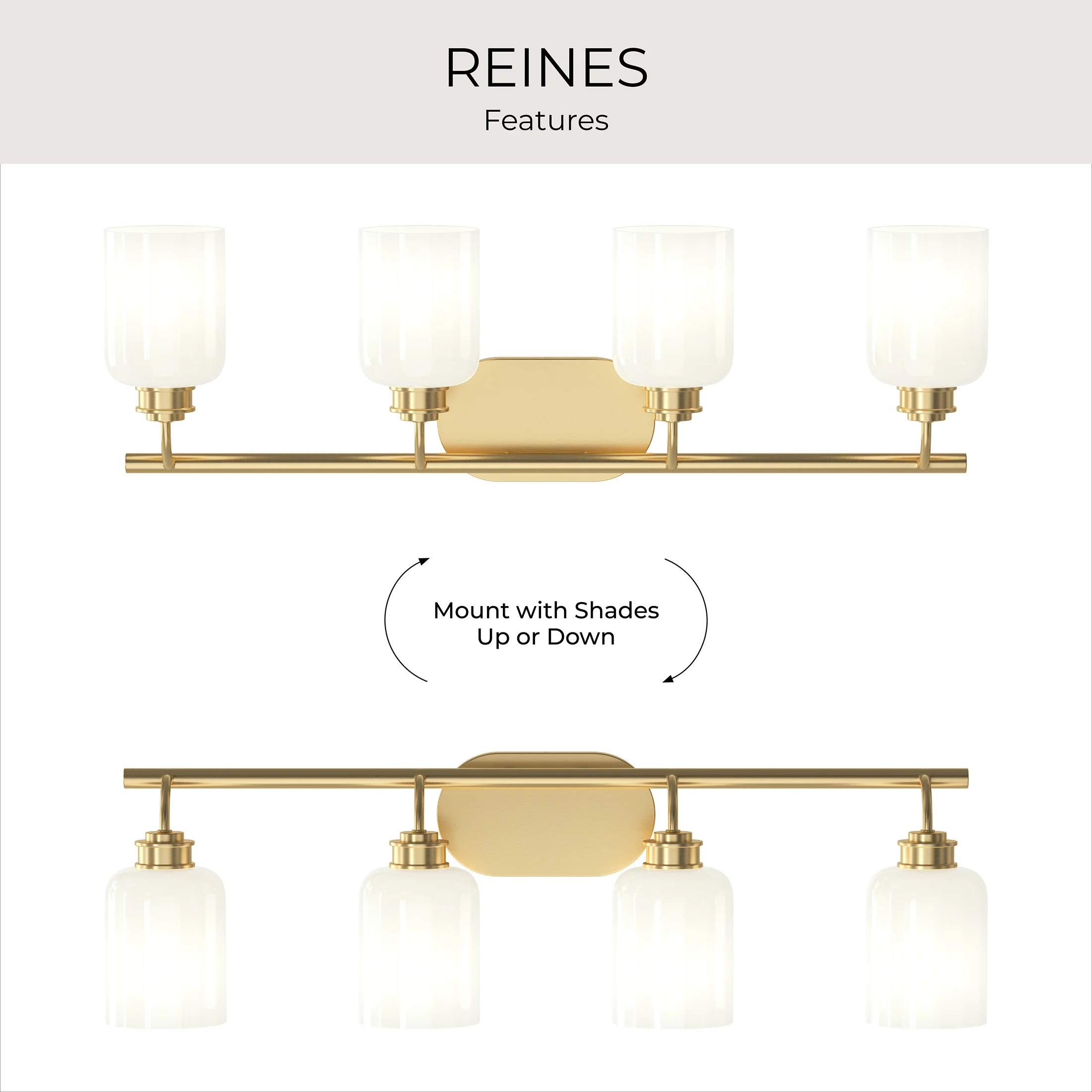 Reines Four-Light Bath Vanity with Opal Glass Shades - Image 19