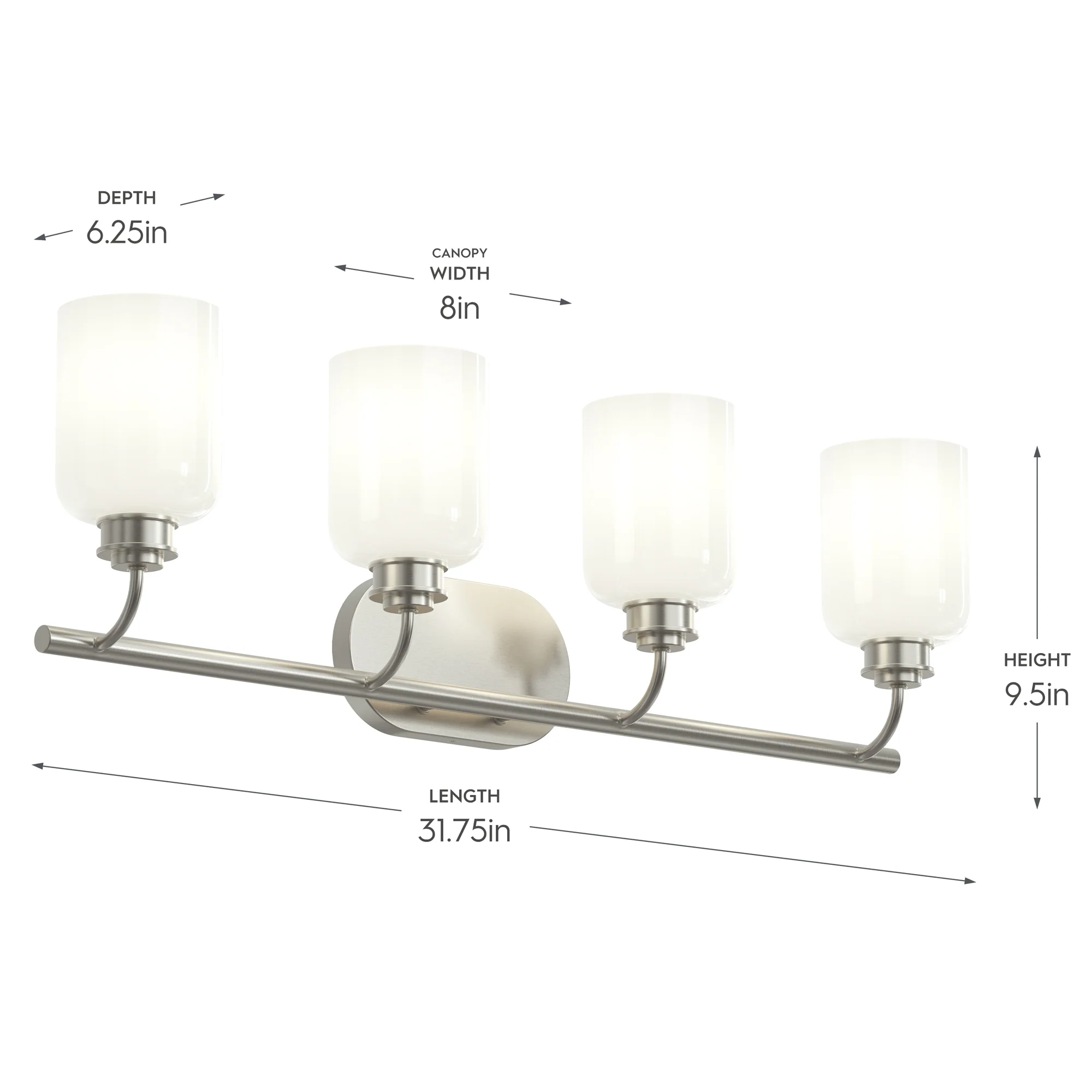 Reines Four-Light Bath Vanity with Opal Glass Shades - Image 26
