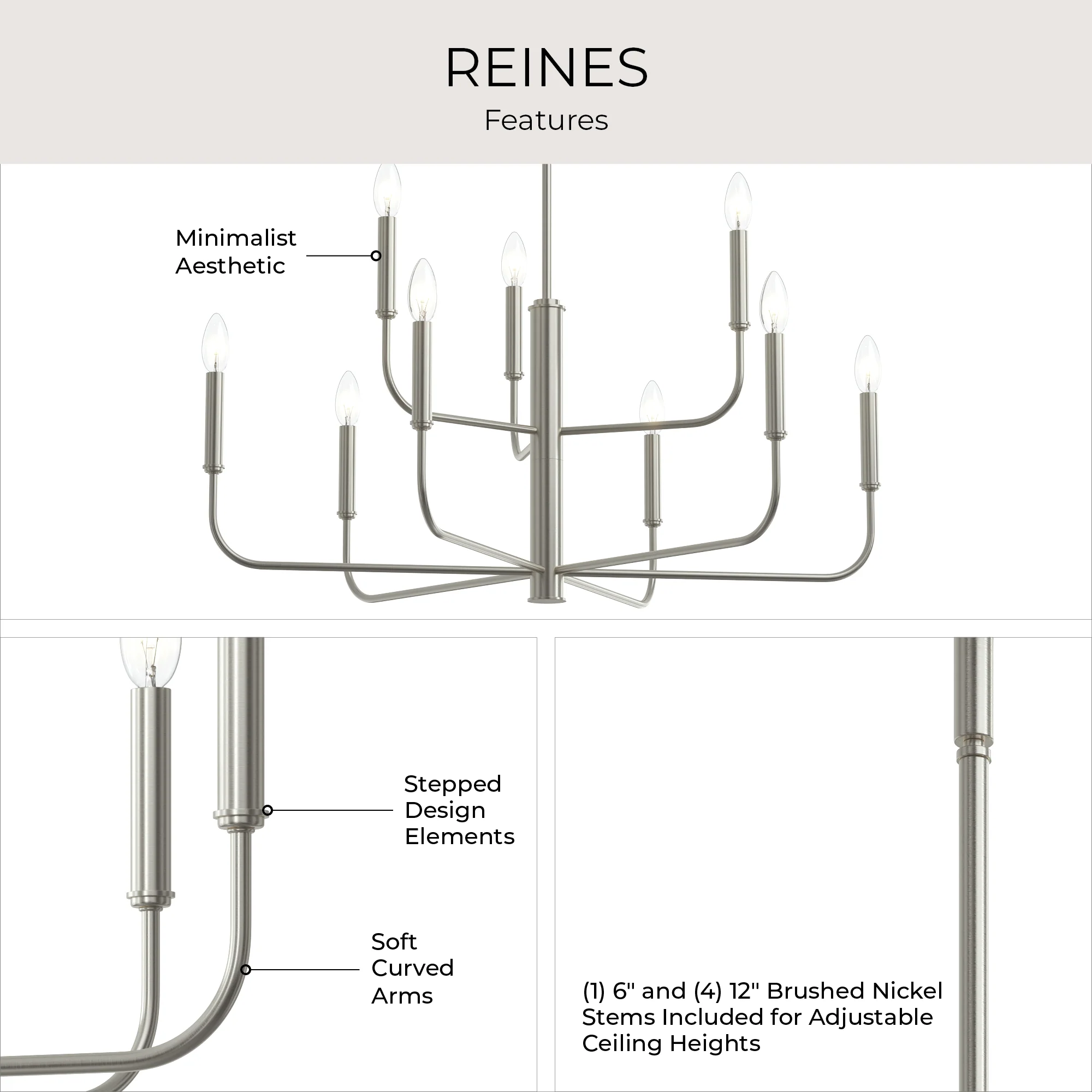 Reines Nine-Light Two-Tier Chandelier - Image 11