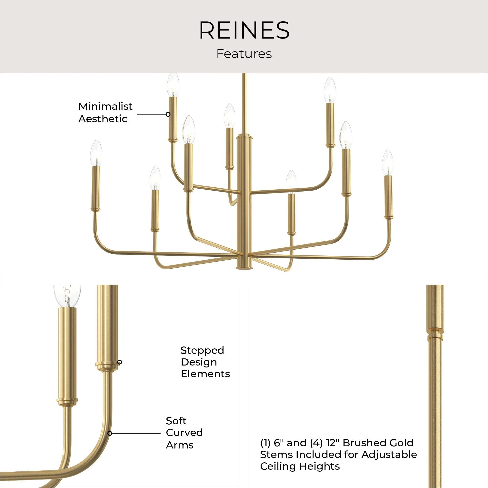 Reines Nine-Light Two-Tier Chandelier - Image 18