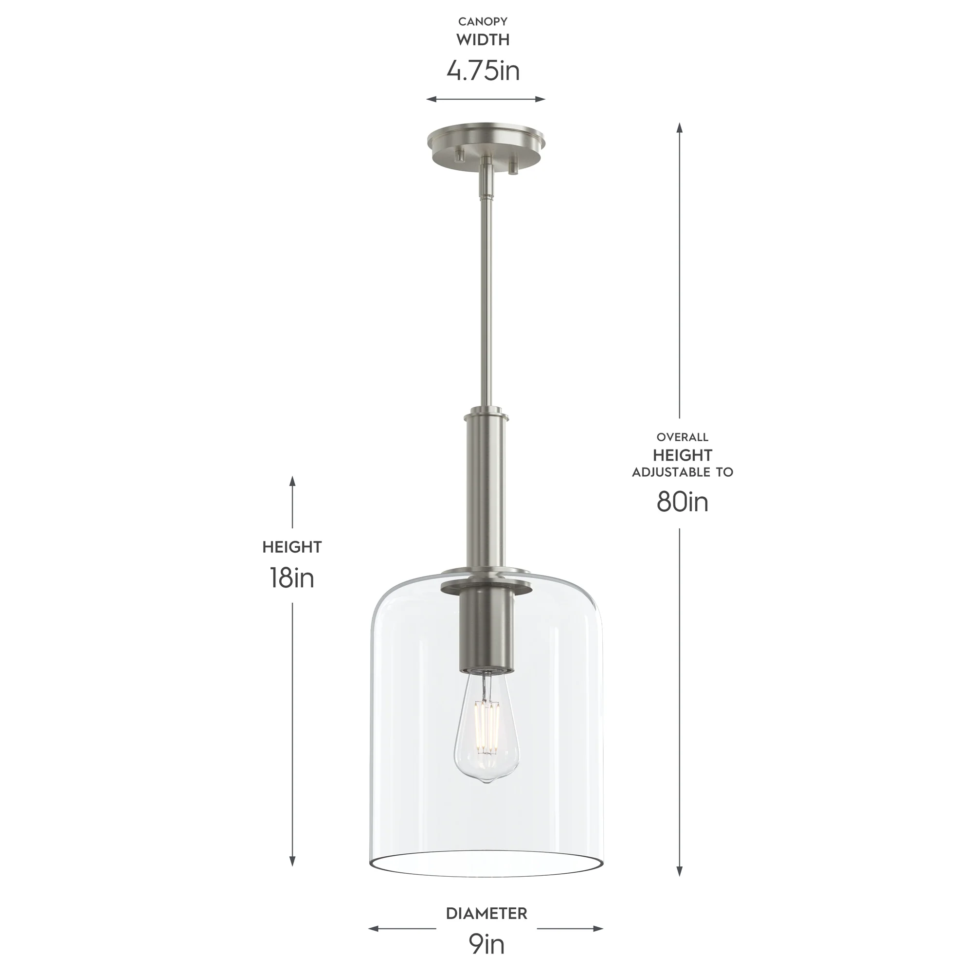 Reines One-Light Pendant with Clear Glass Shade - Image 14