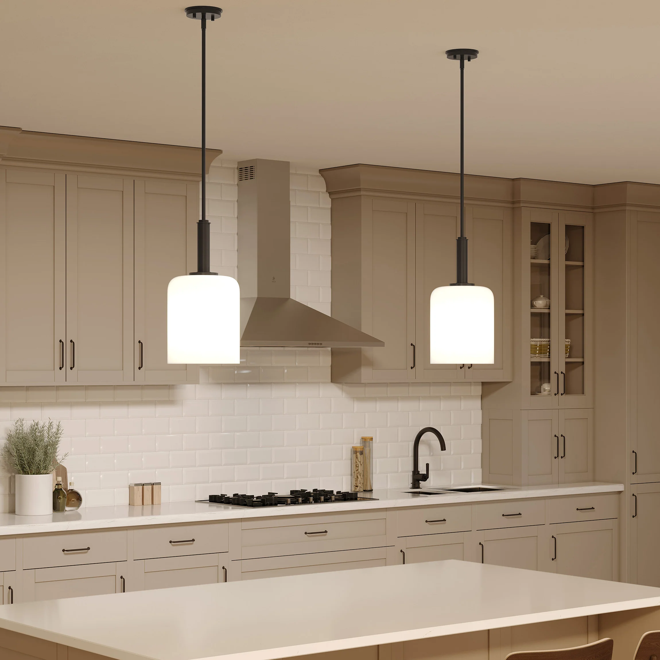 Reines One-Light Pendant with Opal Glass Shade - Image 6