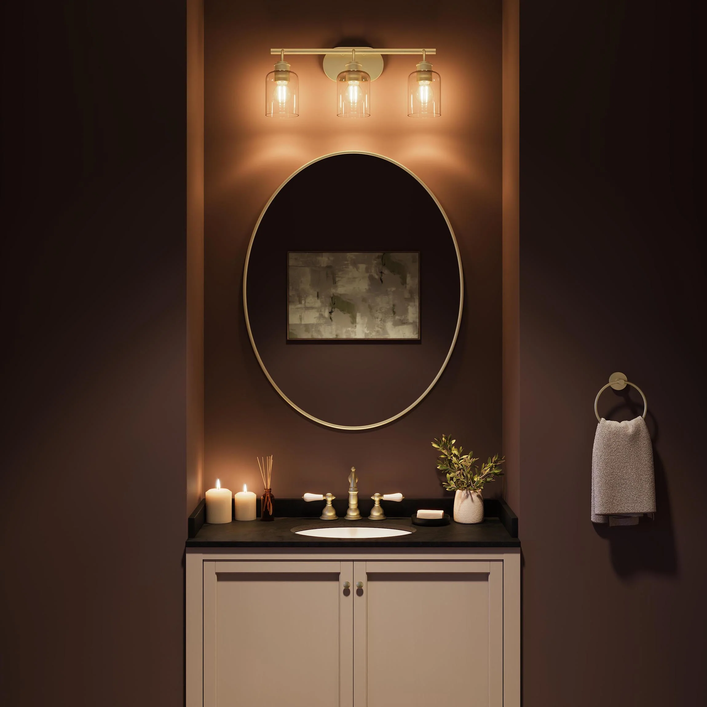 Reines Three-Light Bath Vanity with Clear Glass Shades - Image 15