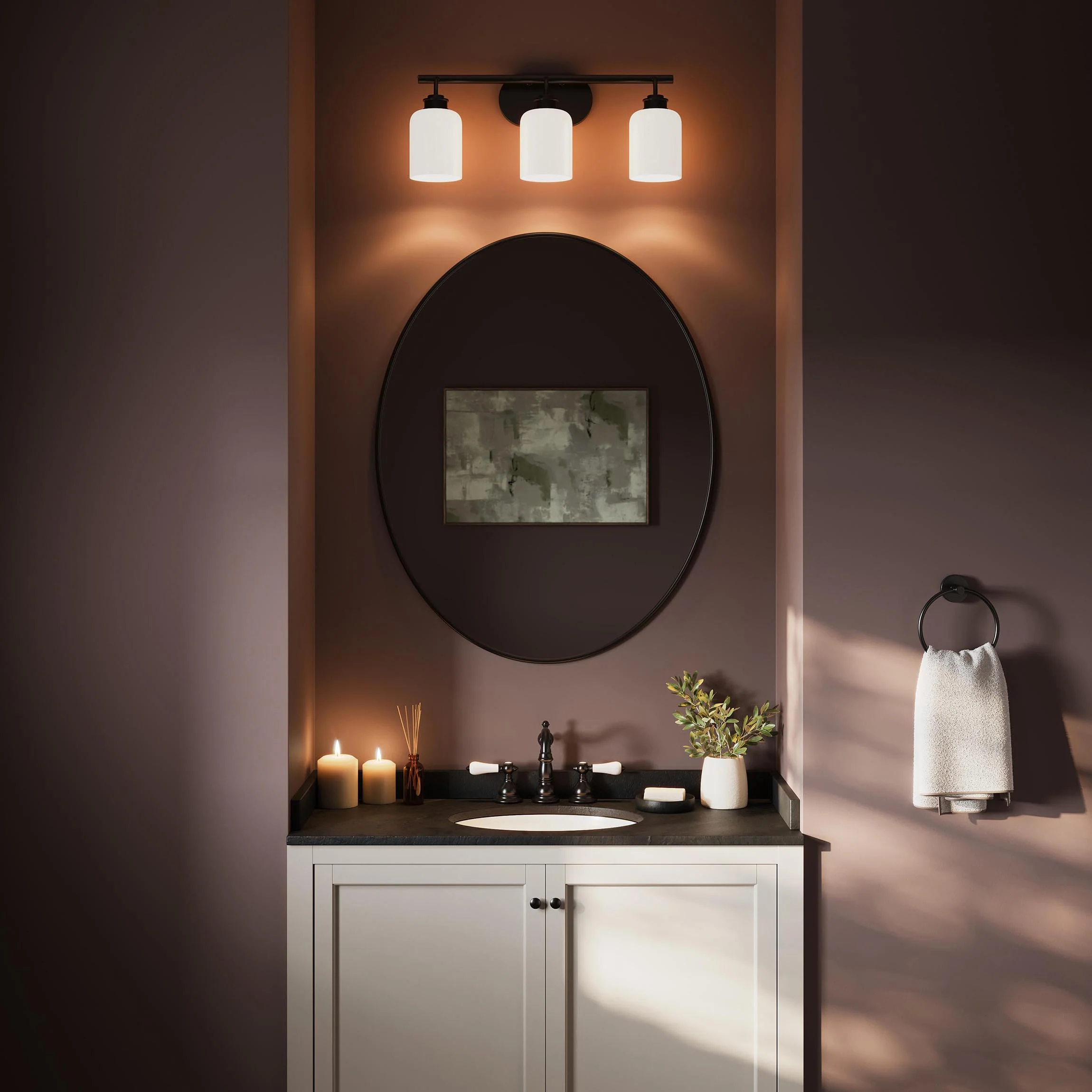 Reines Three-Light Bath Vanity with Opal Glass Shades - Image 12