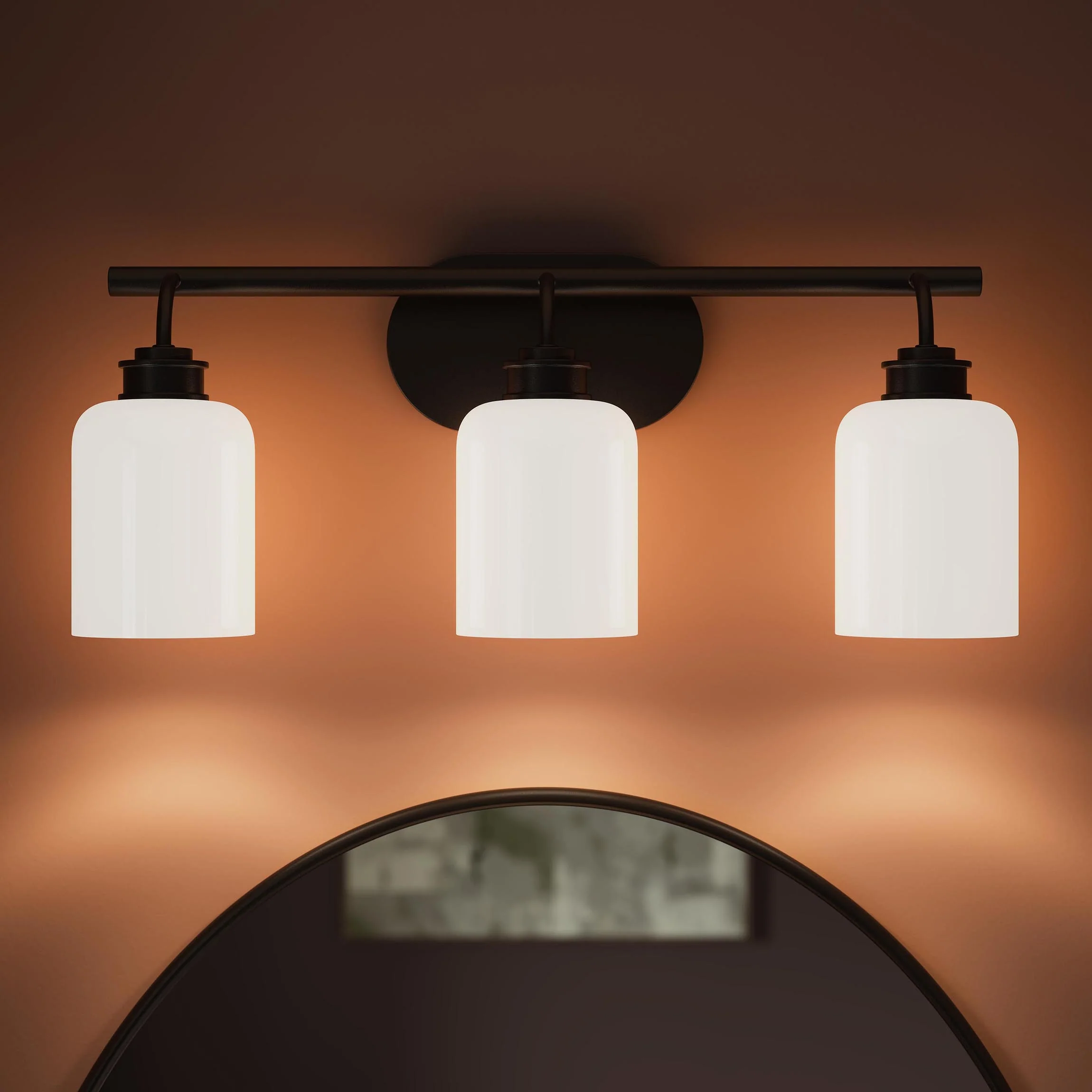 Reines Three-Light Bath Vanity with Opal Glass Shades - Image 13