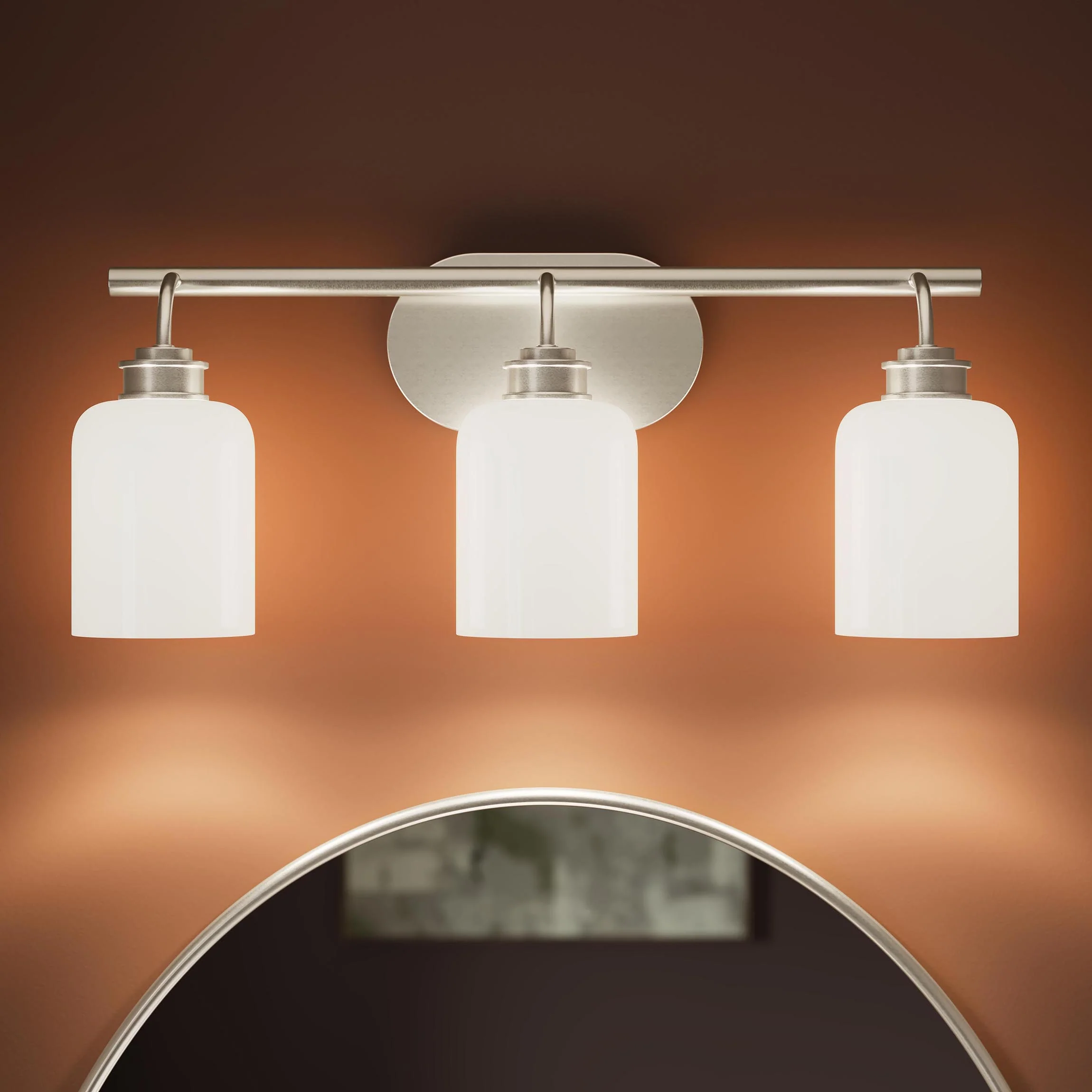 Reines Three-Light Bath Vanity with Opal Glass Shades - Image 3