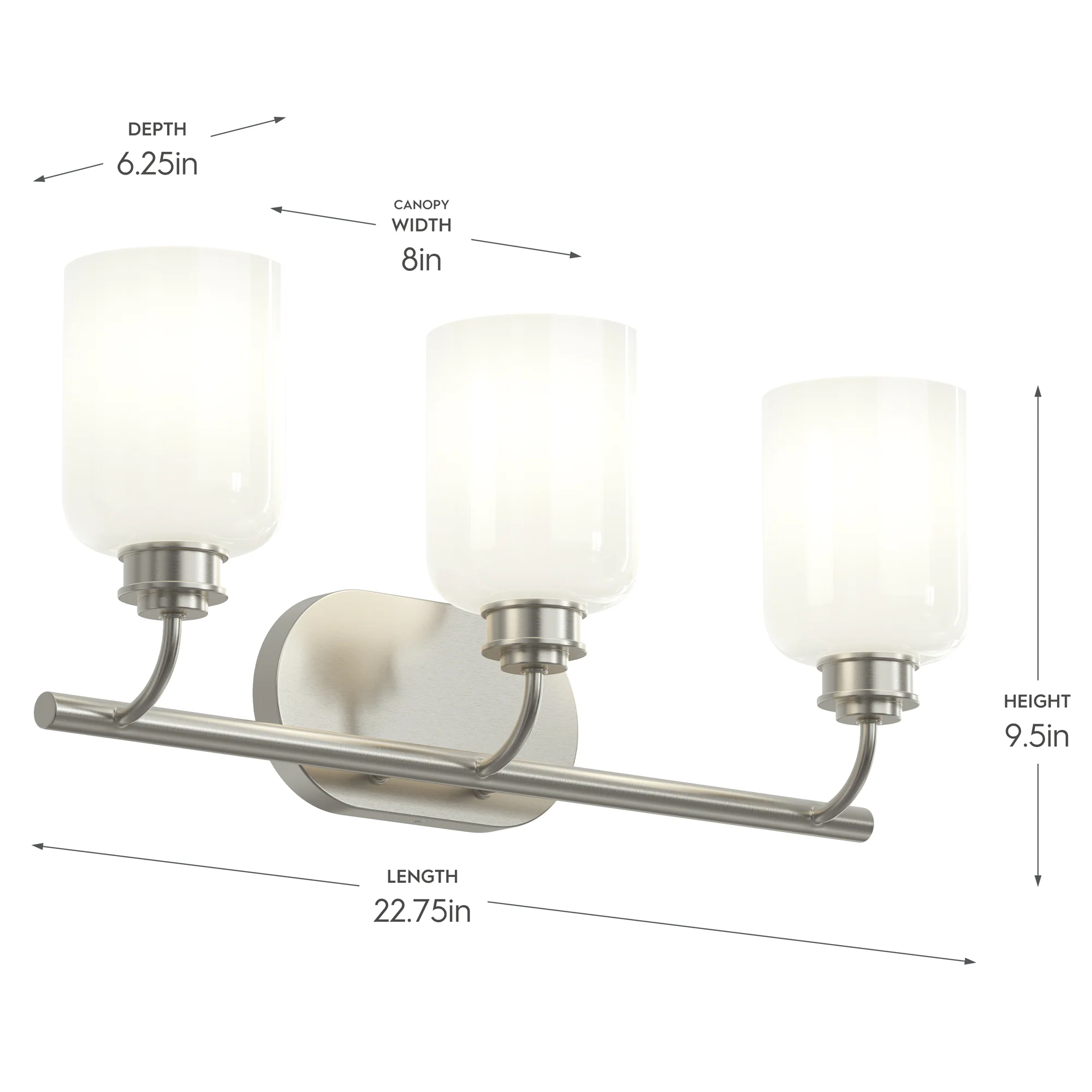 Reines Three-Light Bath Vanity with Opal Glass Shades - Image 4