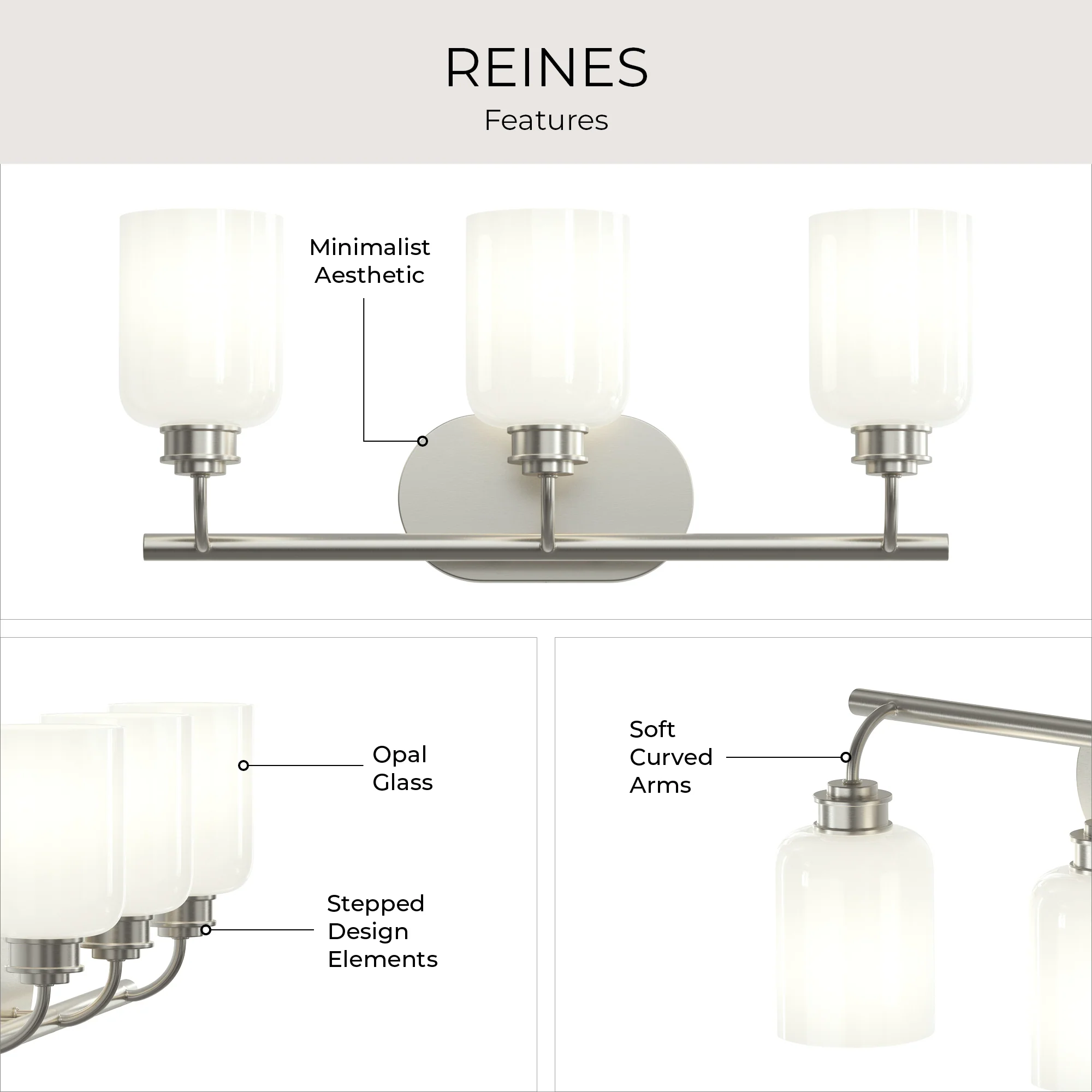 Reines Three-Light Bath Vanity with Opal Glass Shades - Image 5