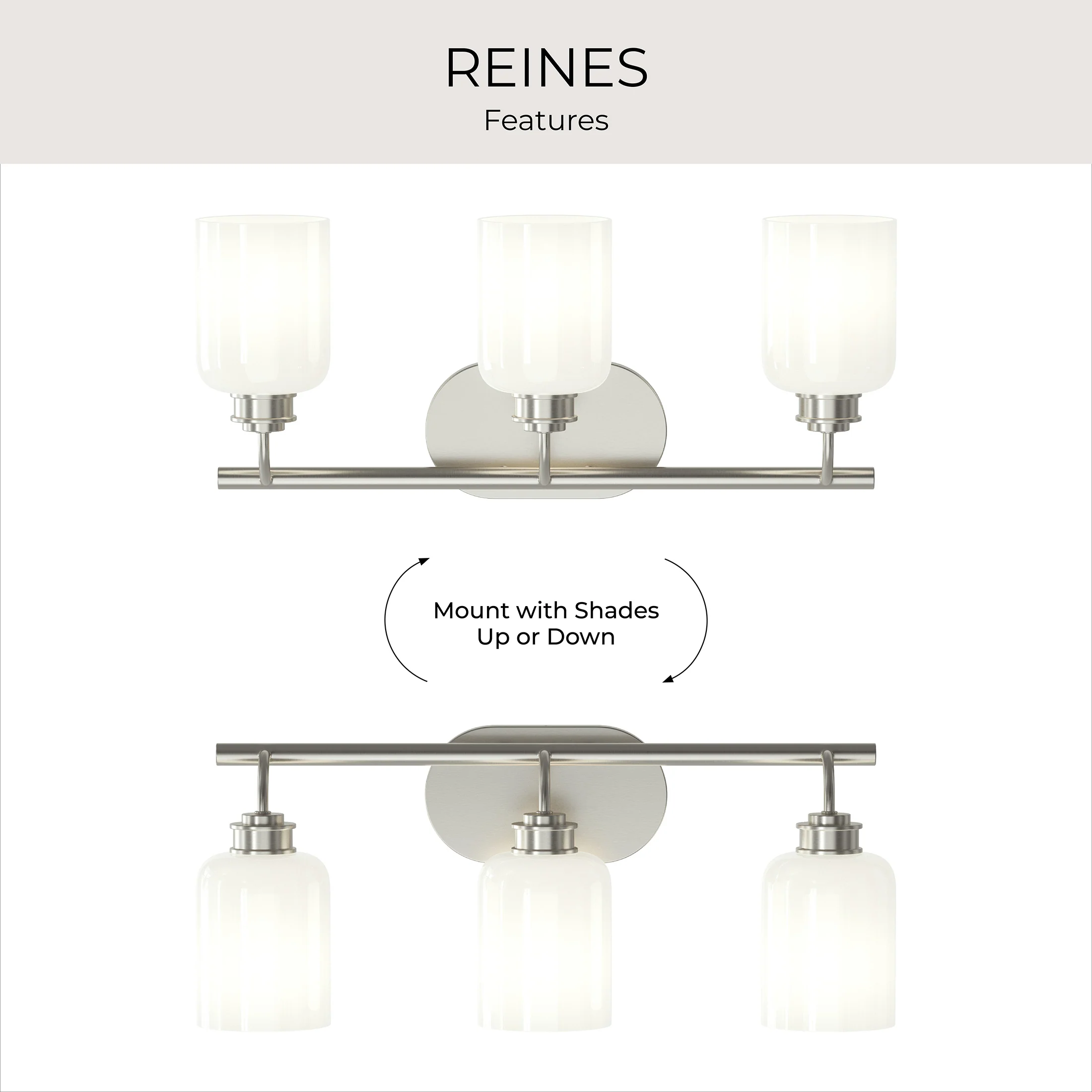 Reines Three-Light Bath Vanity with Opal Glass Shades - Image 6