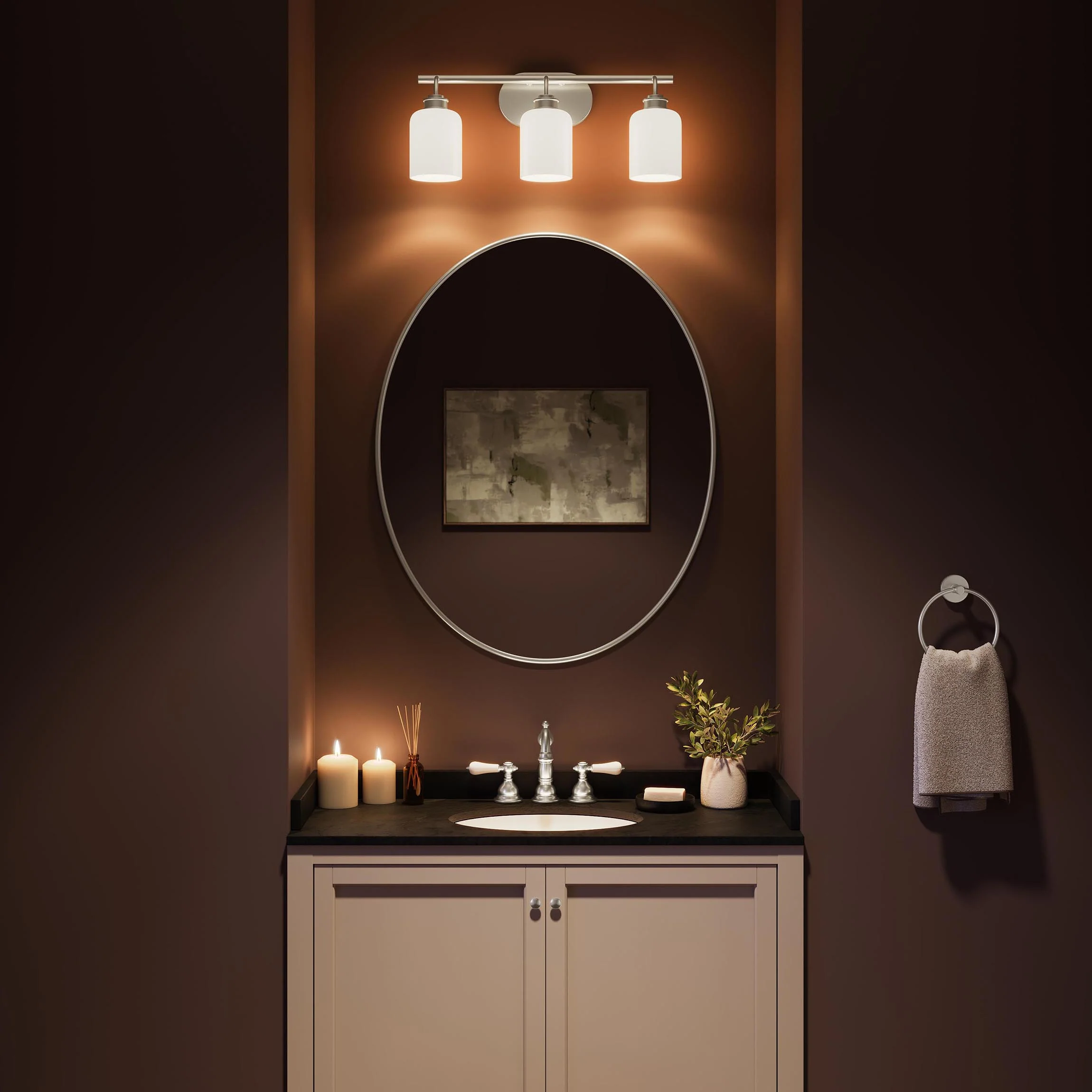 Reines Three-Light Bath Vanity with Opal Glass Shades - Image 7