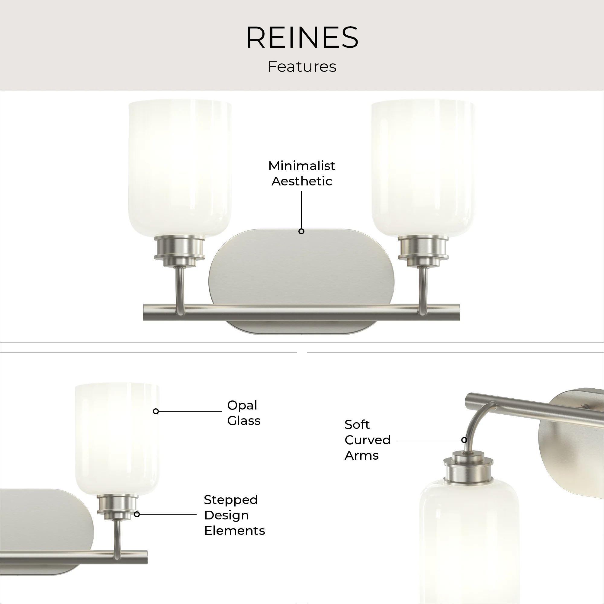 Reines Two-Light Bath Vanity with Opal Glass Shades - Image 28