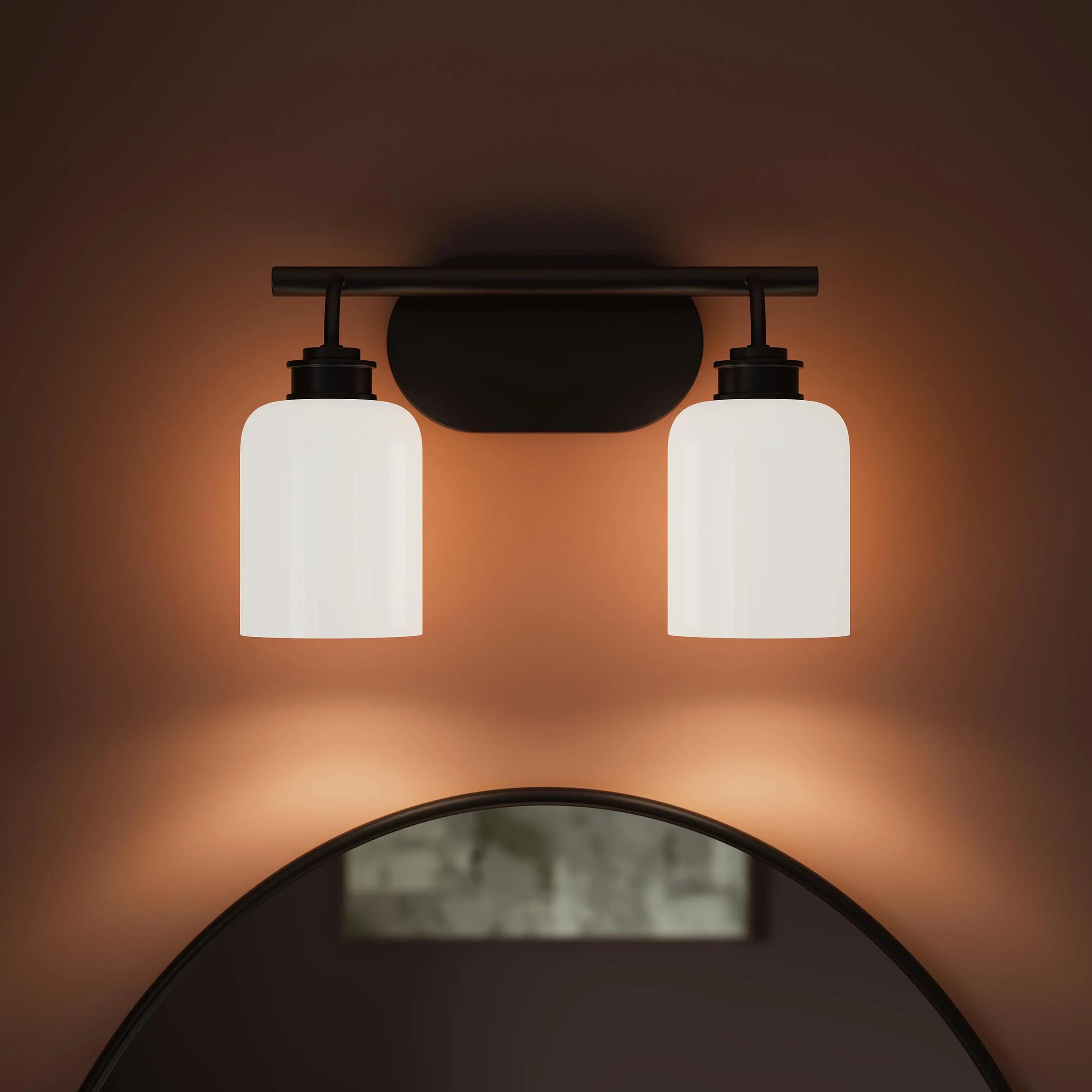 Reines Two-Light Bath Vanity with Opal Glass Shades - Image 3