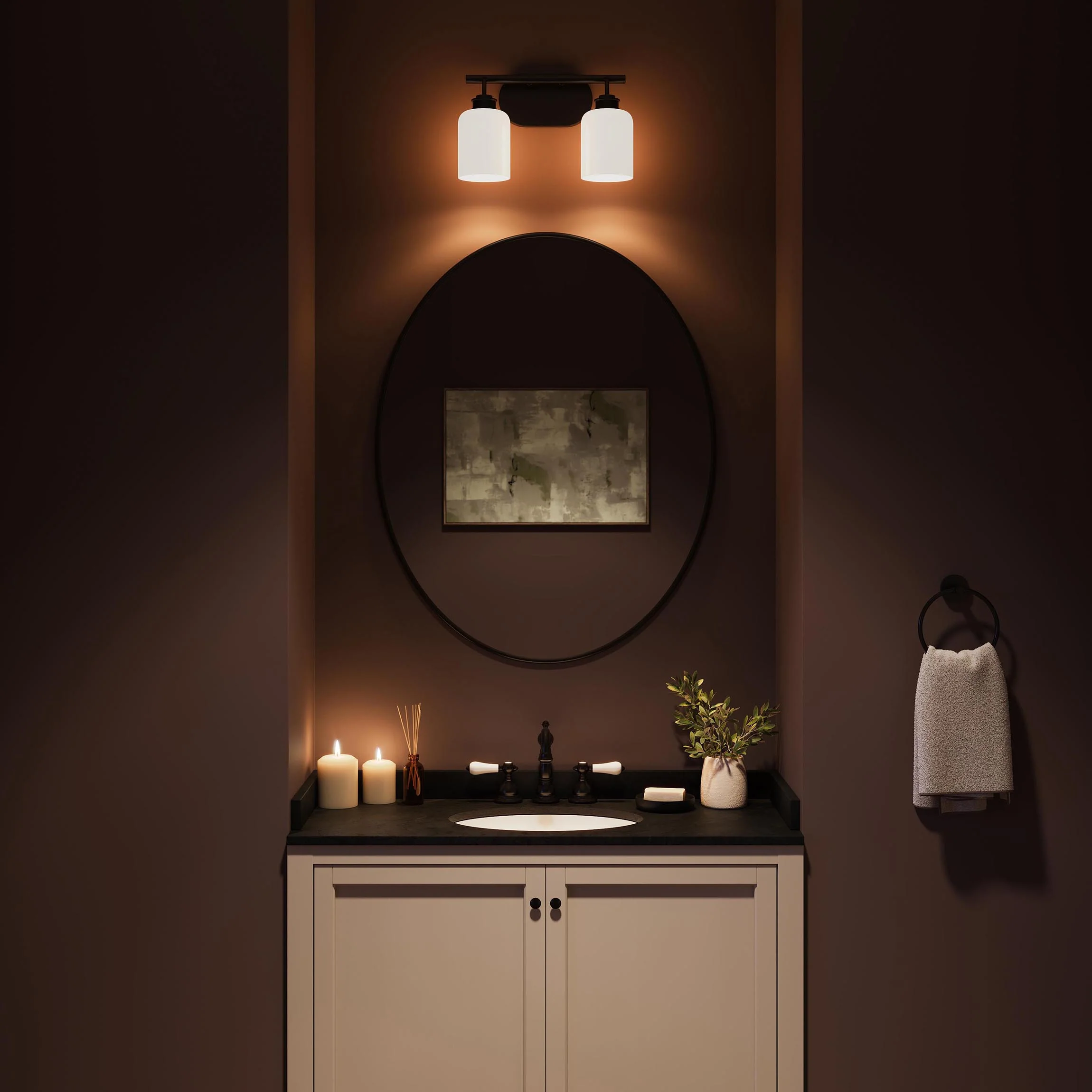 Reines Two-Light Bath Vanity with Opal Glass Shades - Image 4
