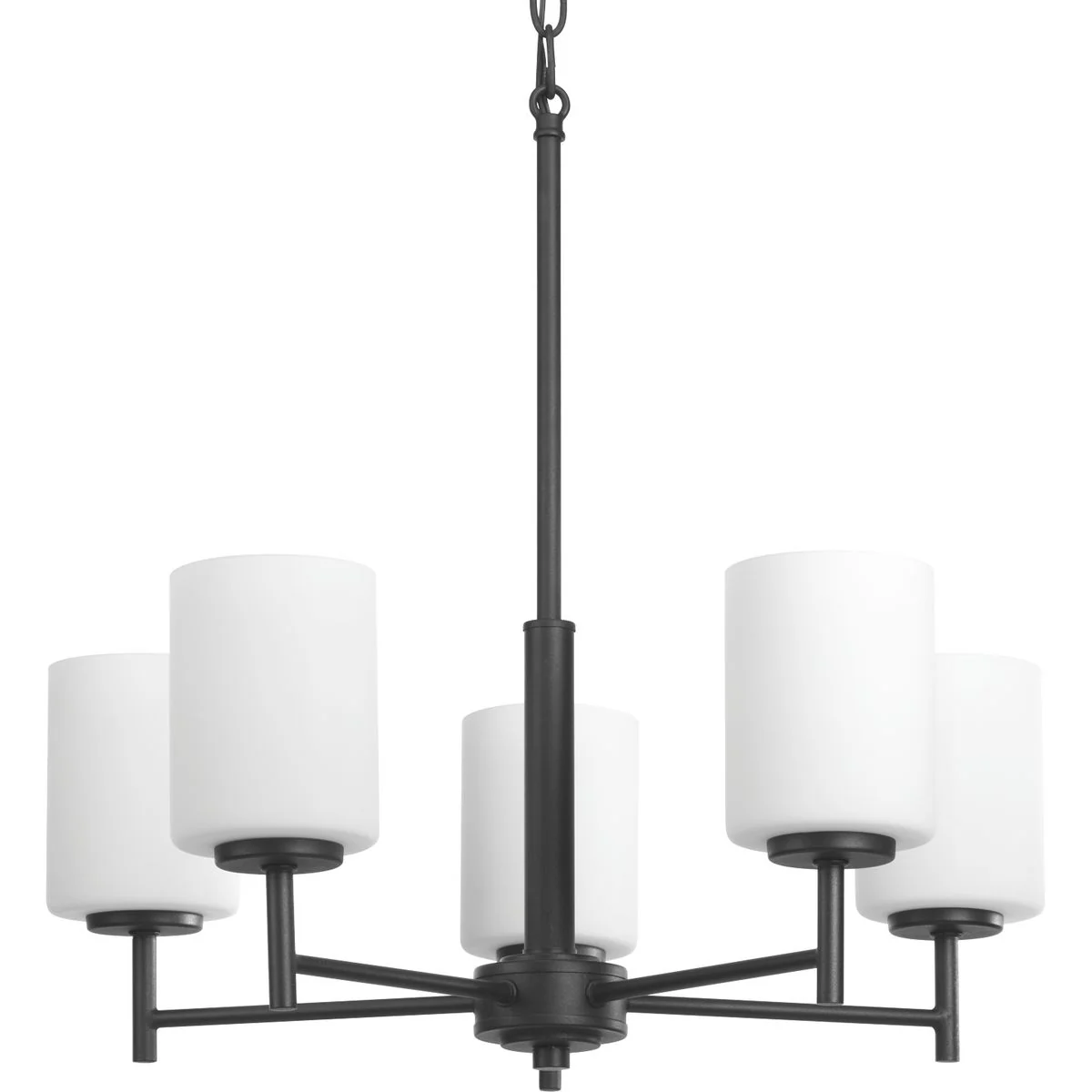 Replay Collection Five-Light Etched White Glass Chandelier Light - Image 3