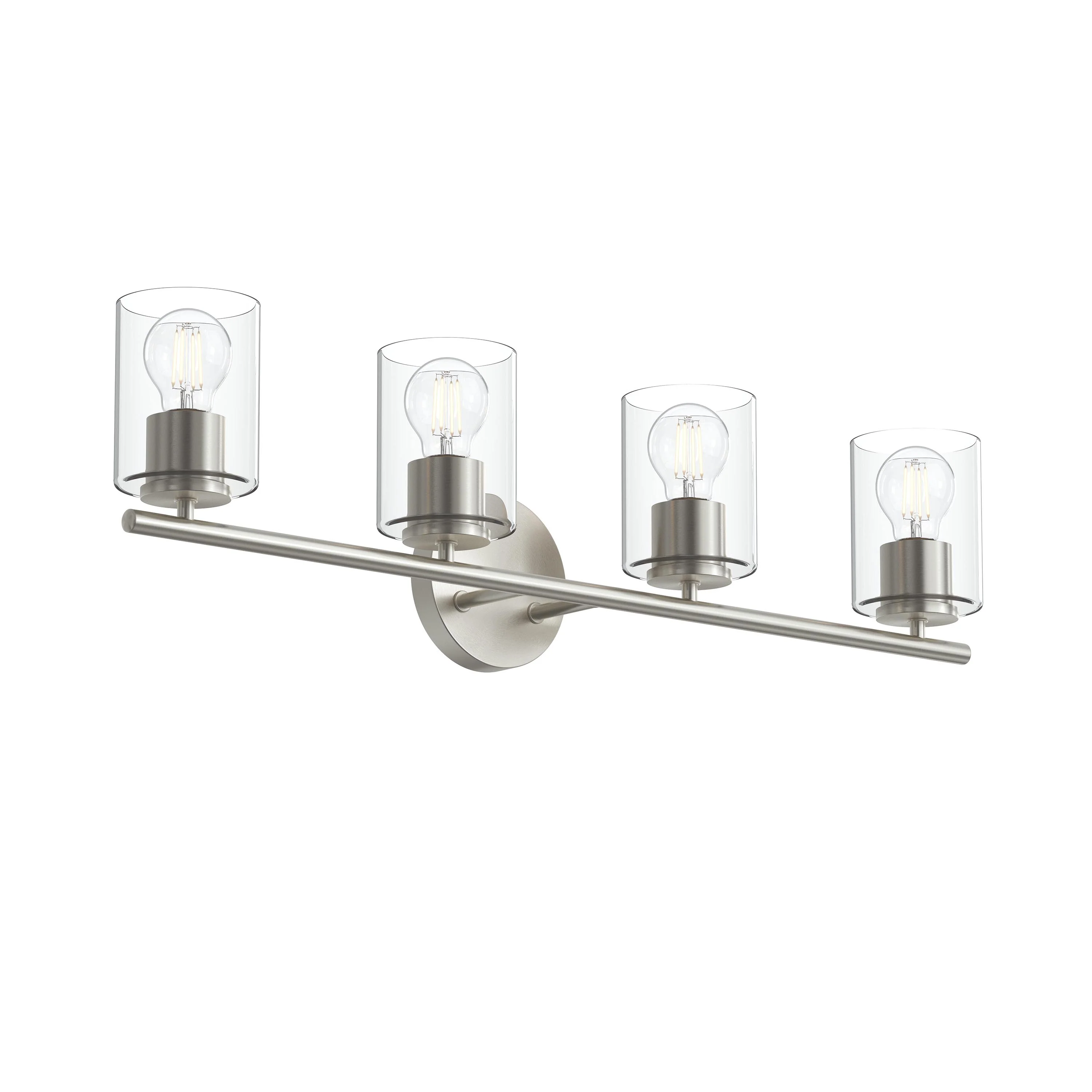Replay Collection Four-Light Bath & Vanity Light with Clear Glass Shades