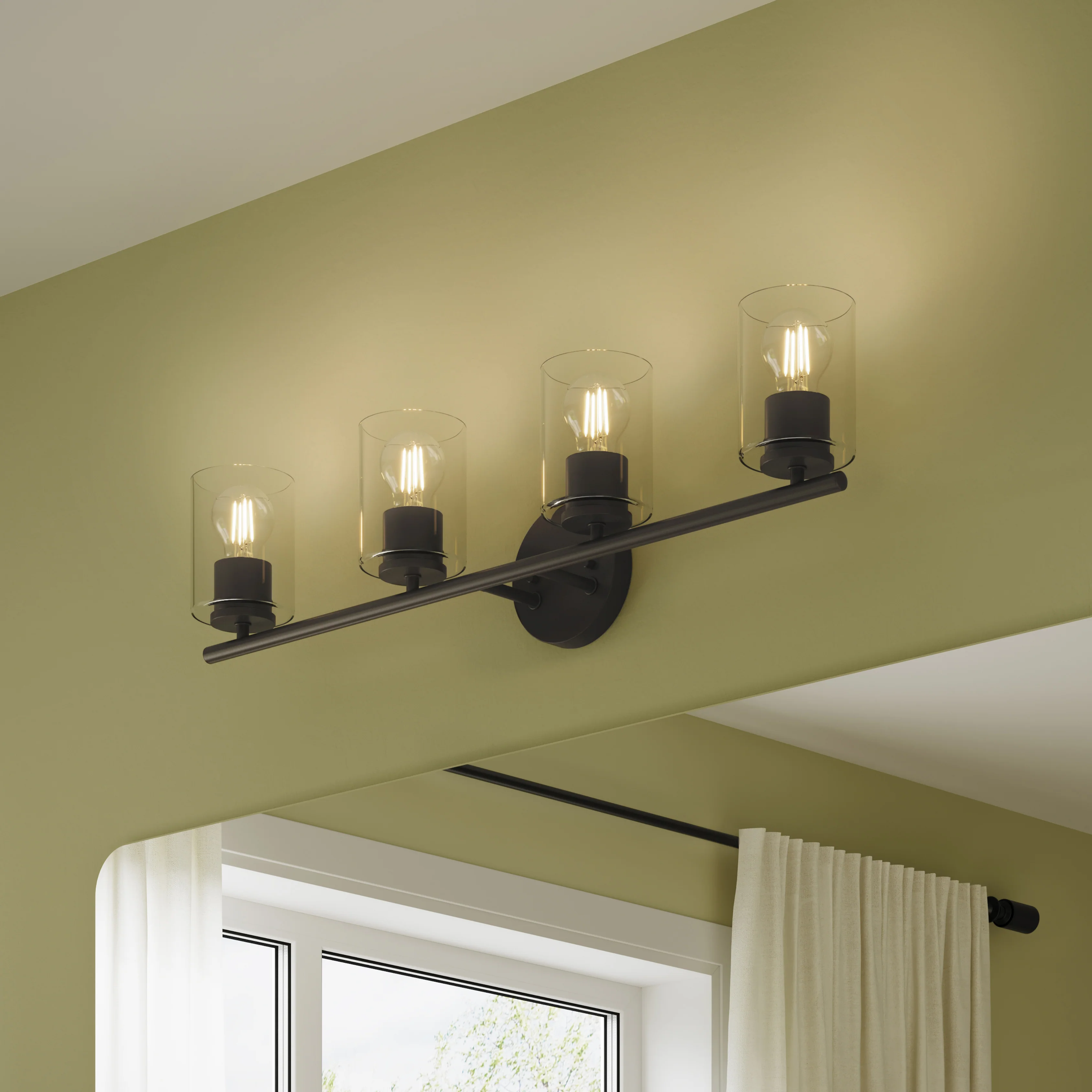 Replay Collection Four-Light Bath & Vanity Light with Clear Glass Shades - Image 12