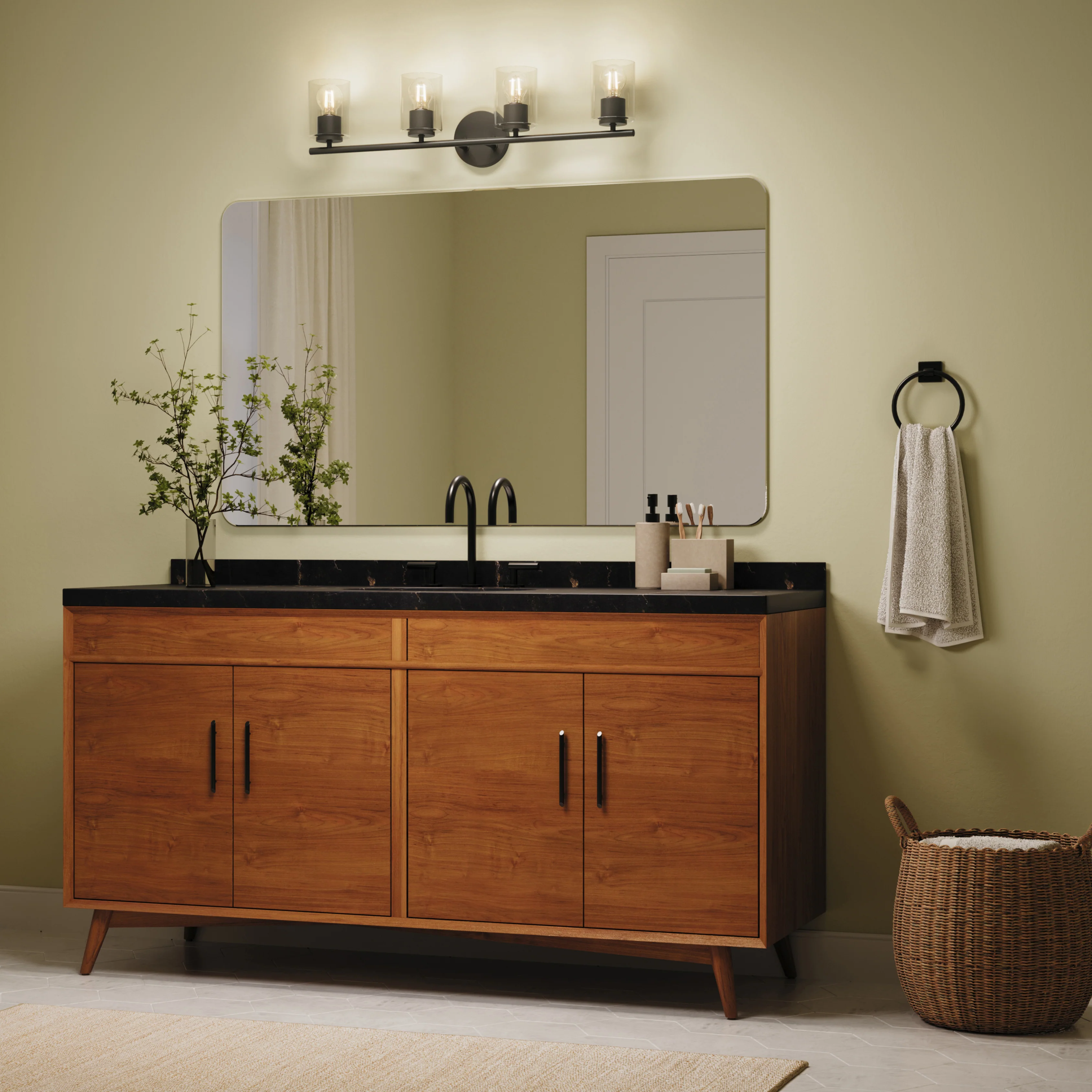 Replay Collection Four-Light Bath & Vanity Light with Clear Glass Shades - Image 13