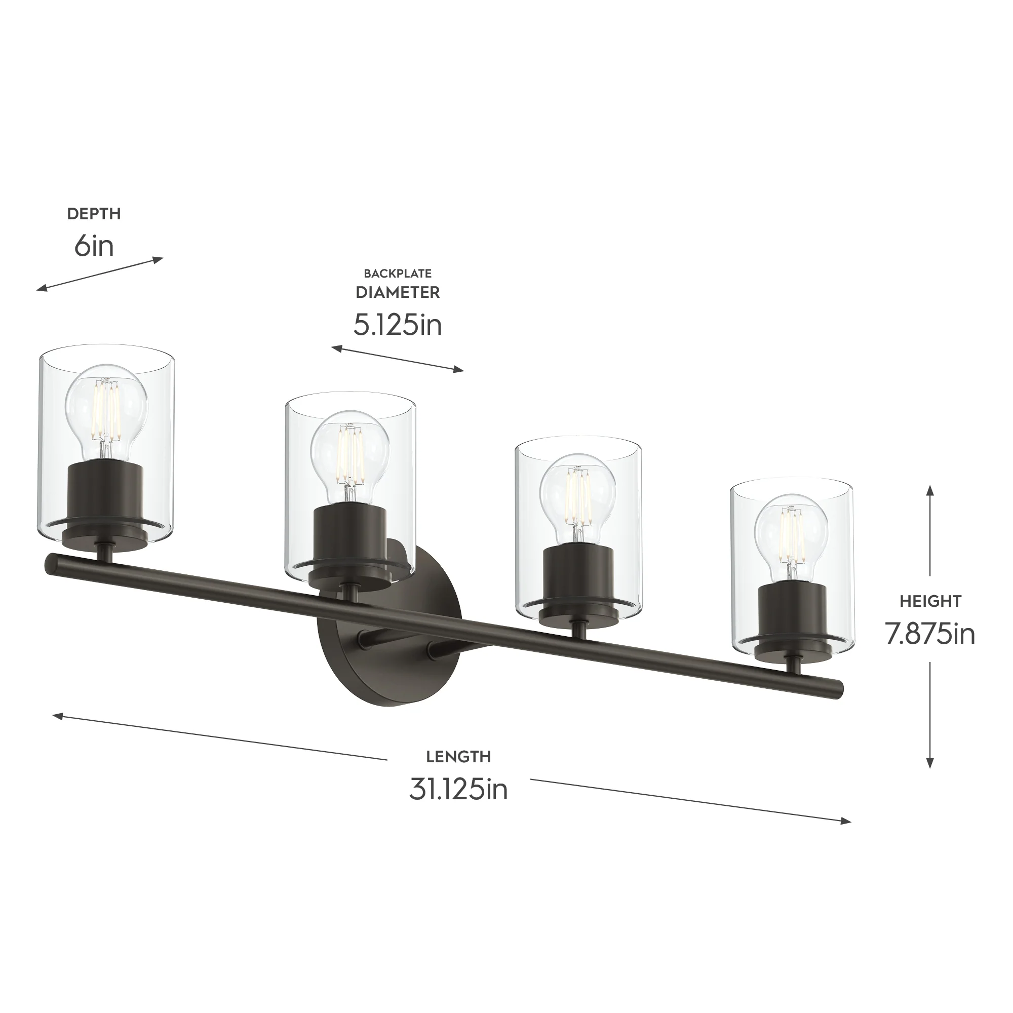 Replay Collection Four-Light Bath & Vanity Light with Clear Glass Shades - Image 14