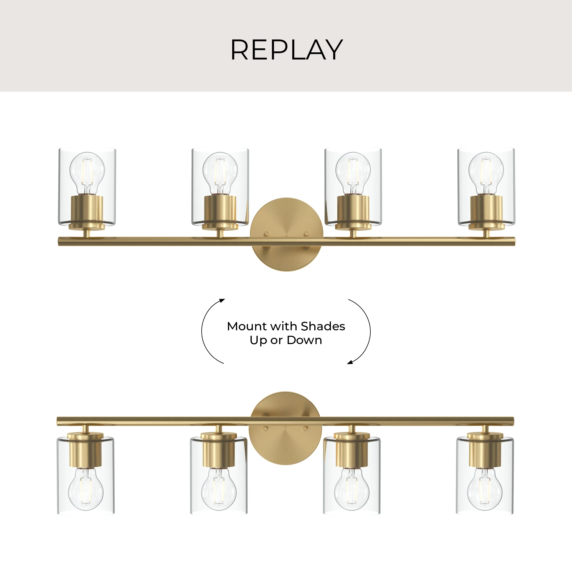 Replay Collection Four-Light Bath & Vanity Light with Clear Glass Shades - Image 19