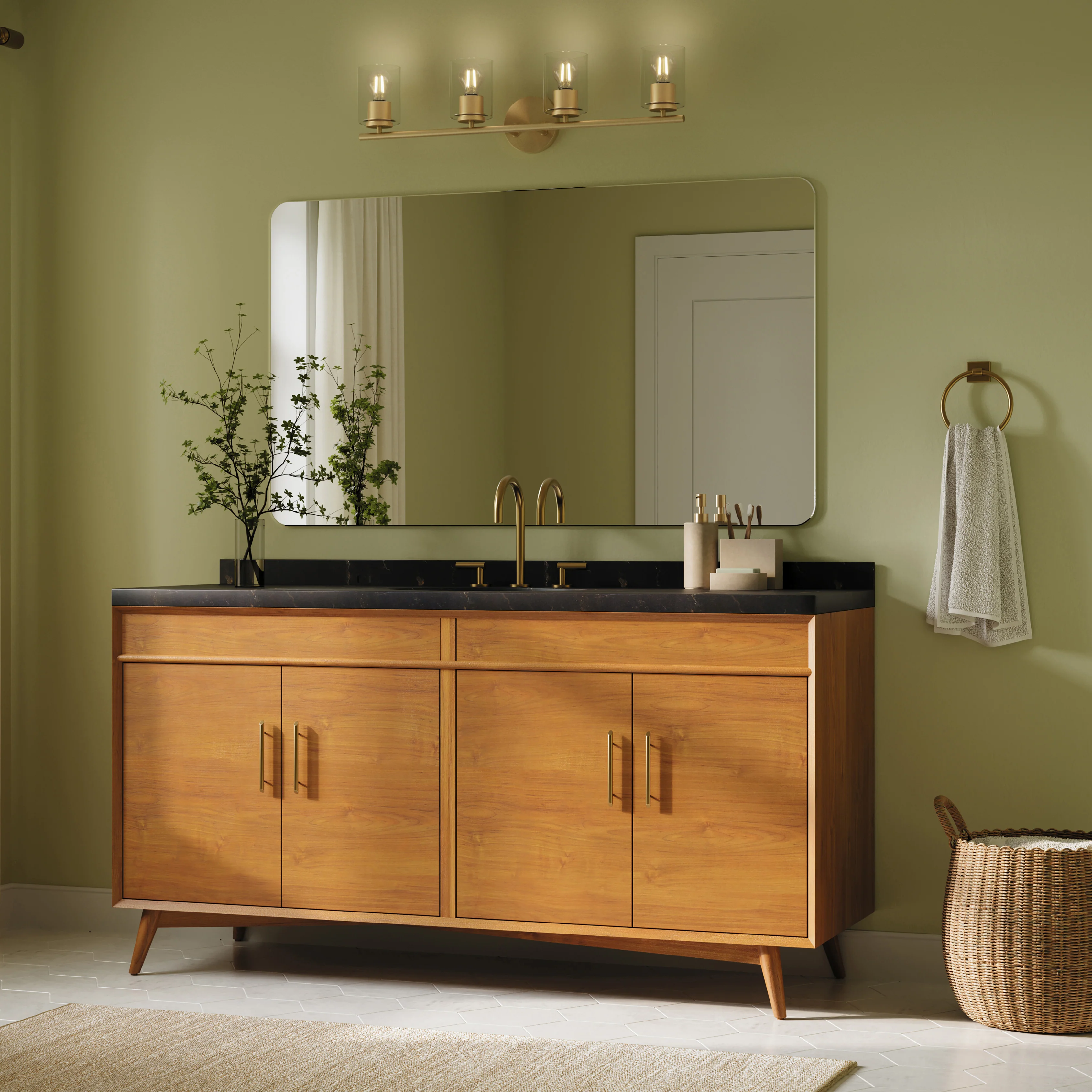 Replay Collection Four-Light Bath & Vanity Light with Clear Glass Shades - Image 2