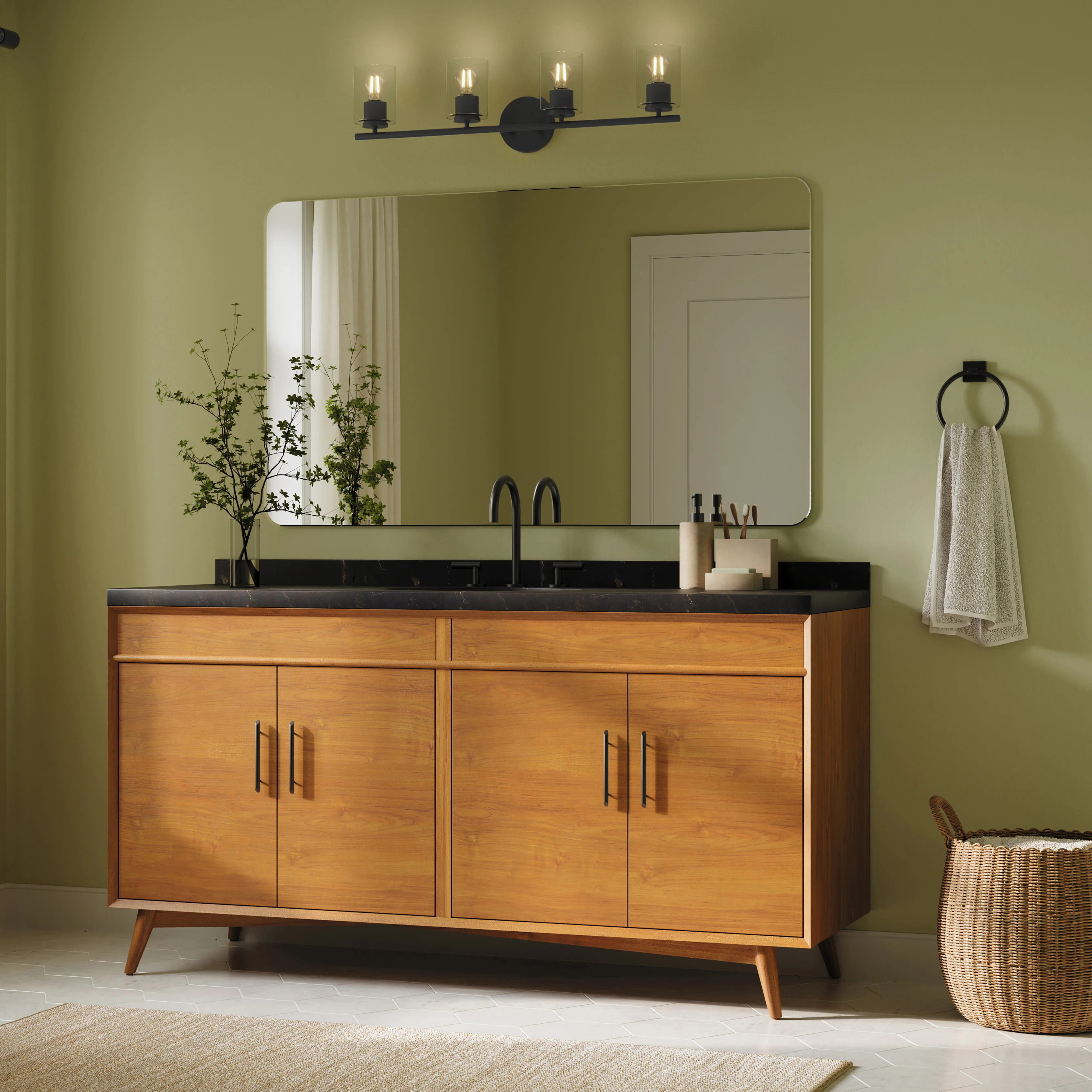 Replay Collection Four-Light Bath & Vanity Light with Clear Glass Shades - Image 20